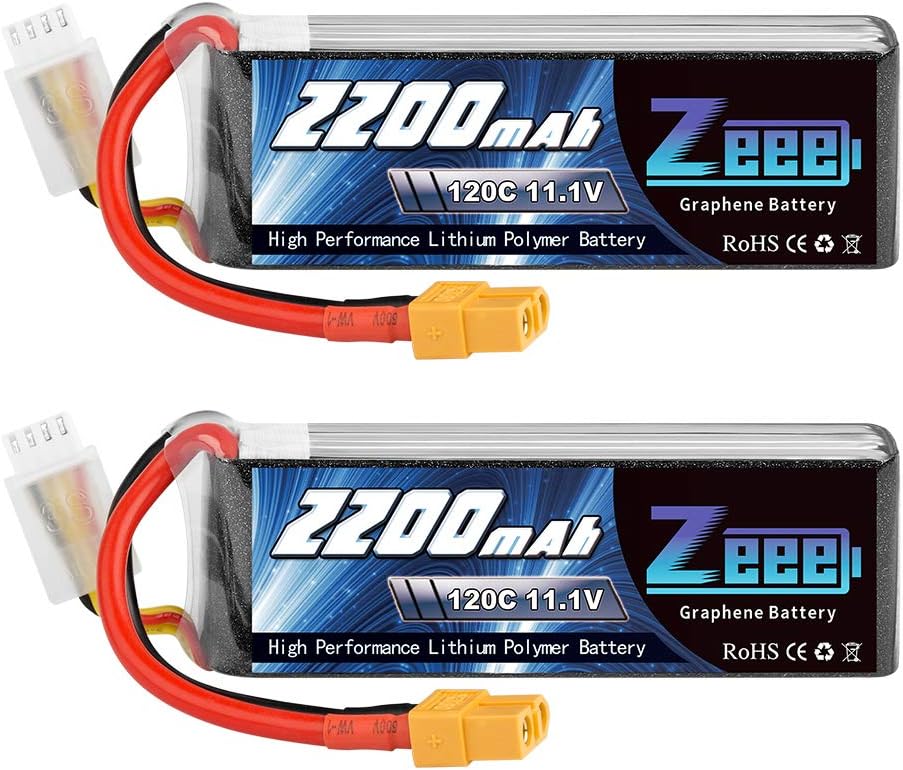 Zeee 3S LiPo Batteria 2200mAh 11,1V 120C (2 Batterie) - immagine 1