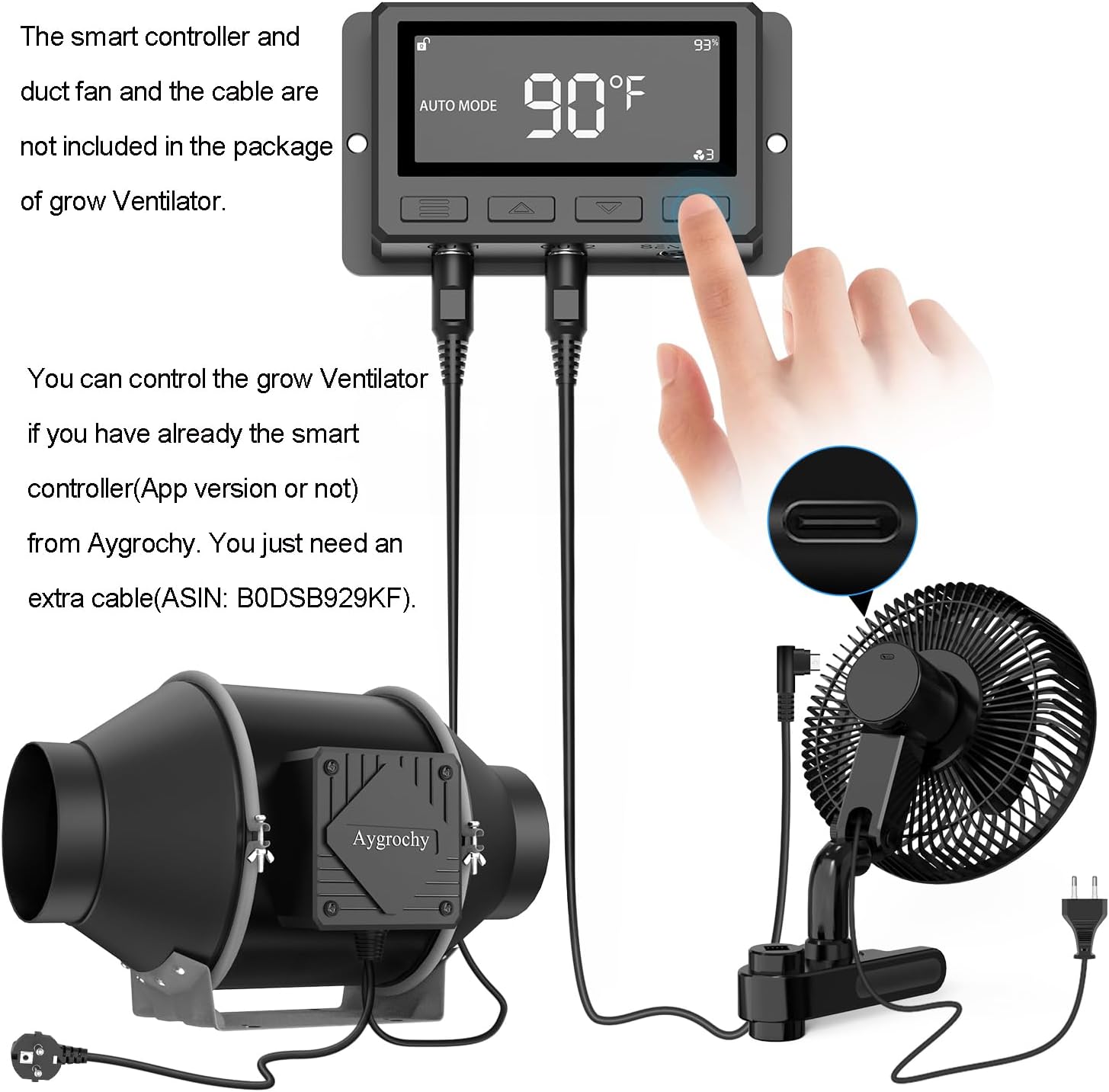 Aygrochy Ventilatore Grow 10W con Clip - immagine 2