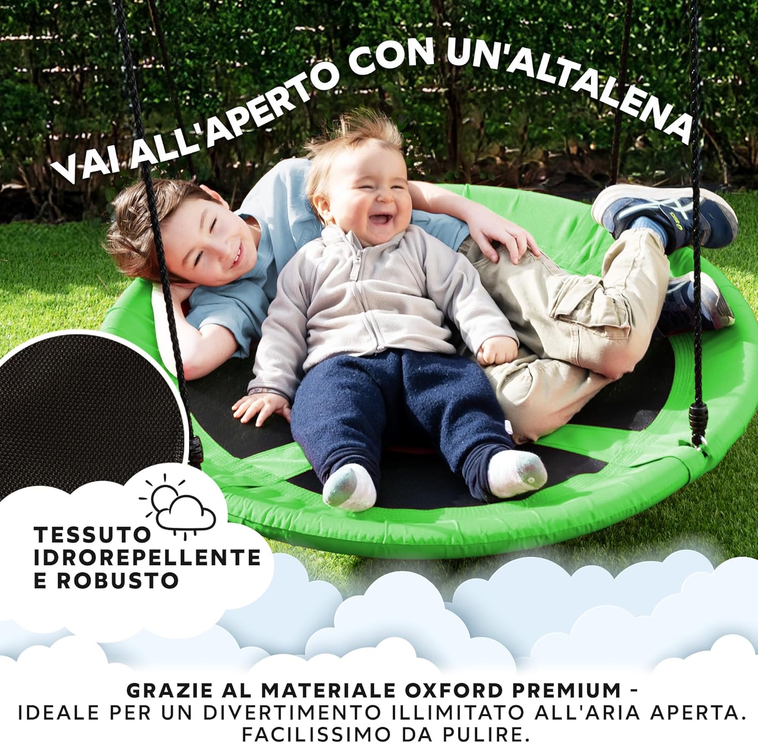 Go!elements Altalena a Nido Rotonda Ø 100 cm, Verde - immagine 4