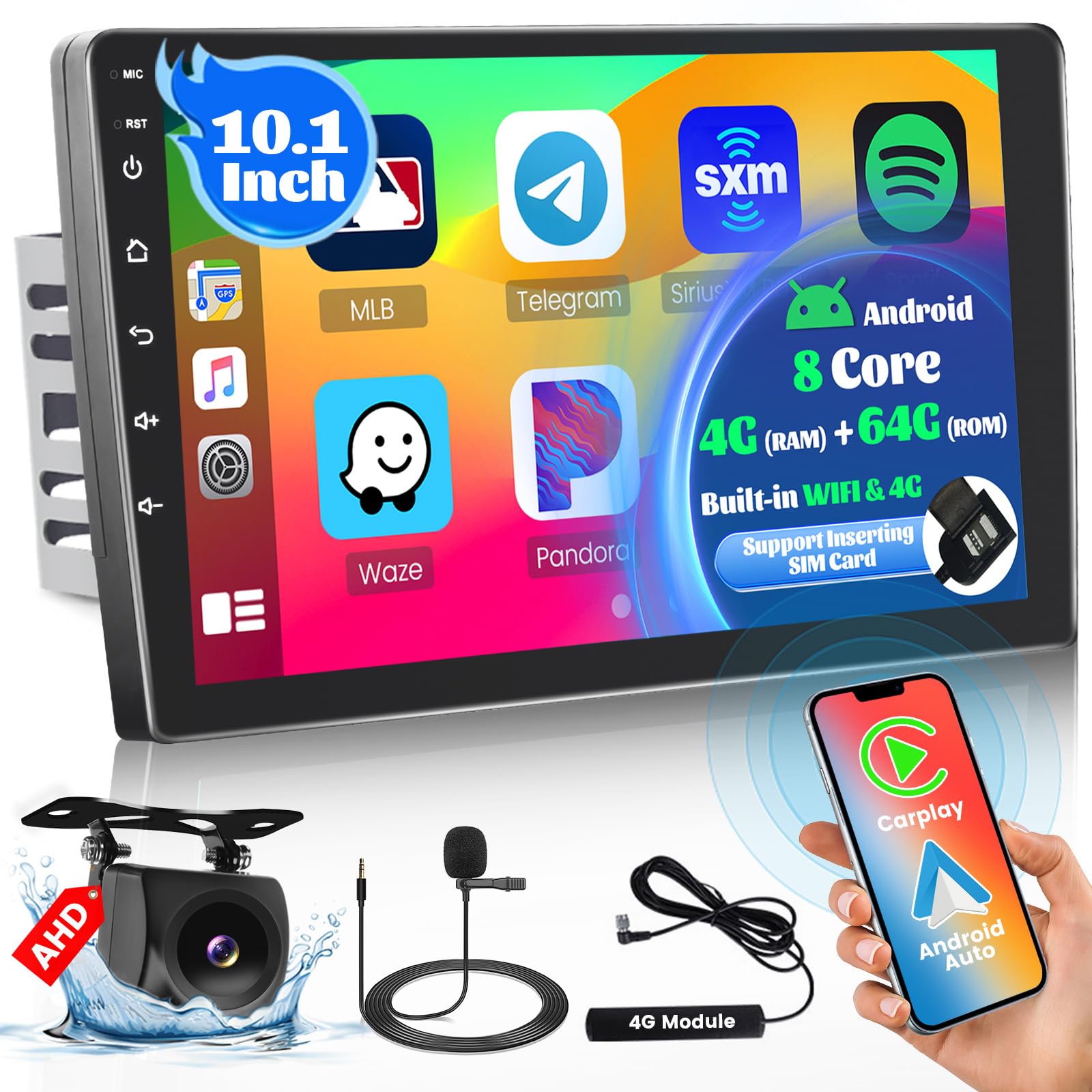Hikity Autoradio 2 Din Android 13 10" con CarPlay Wireless