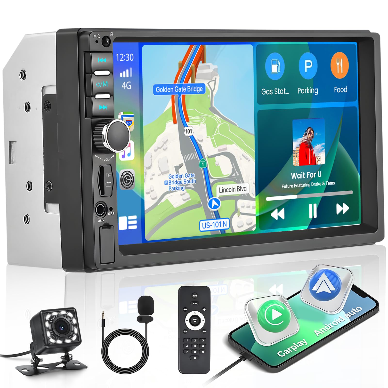 Hikity Autoradio 2 Din 7" Touchscreen con Carplay/Android Auto
