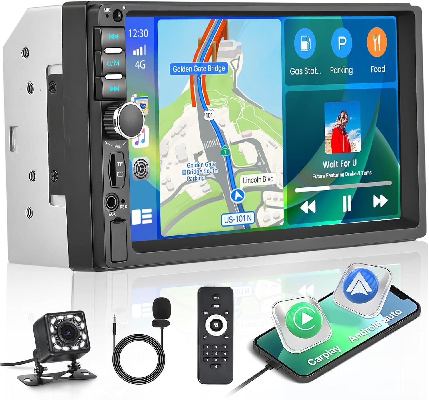 Hikity Autoradio 2 Din 7" Touchscreen con Carplay/Android Auto - immagine 1