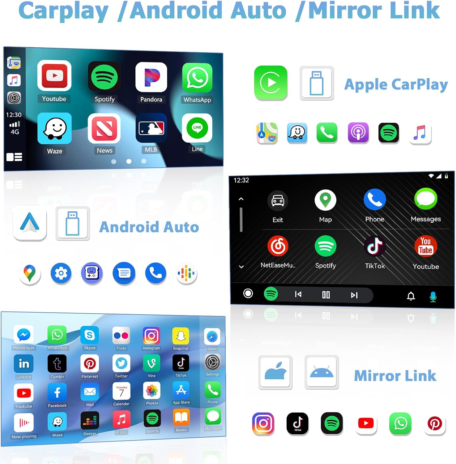 Hikity Autoradio 2 Din 7" Touchscreen con Carplay/Android Auto - immagine 2