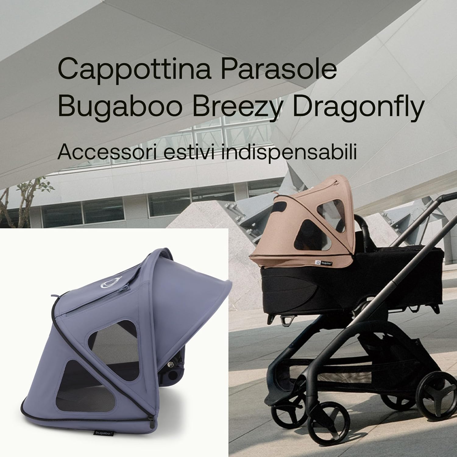 Bugaboo Dragonfly Cappottina Breezy, Seaside Blue - immagine 2