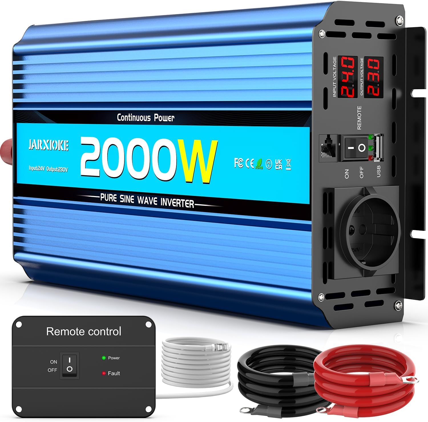 Inverter 24v 220v Onda Pura 2000W con Telecomando - immagine 1