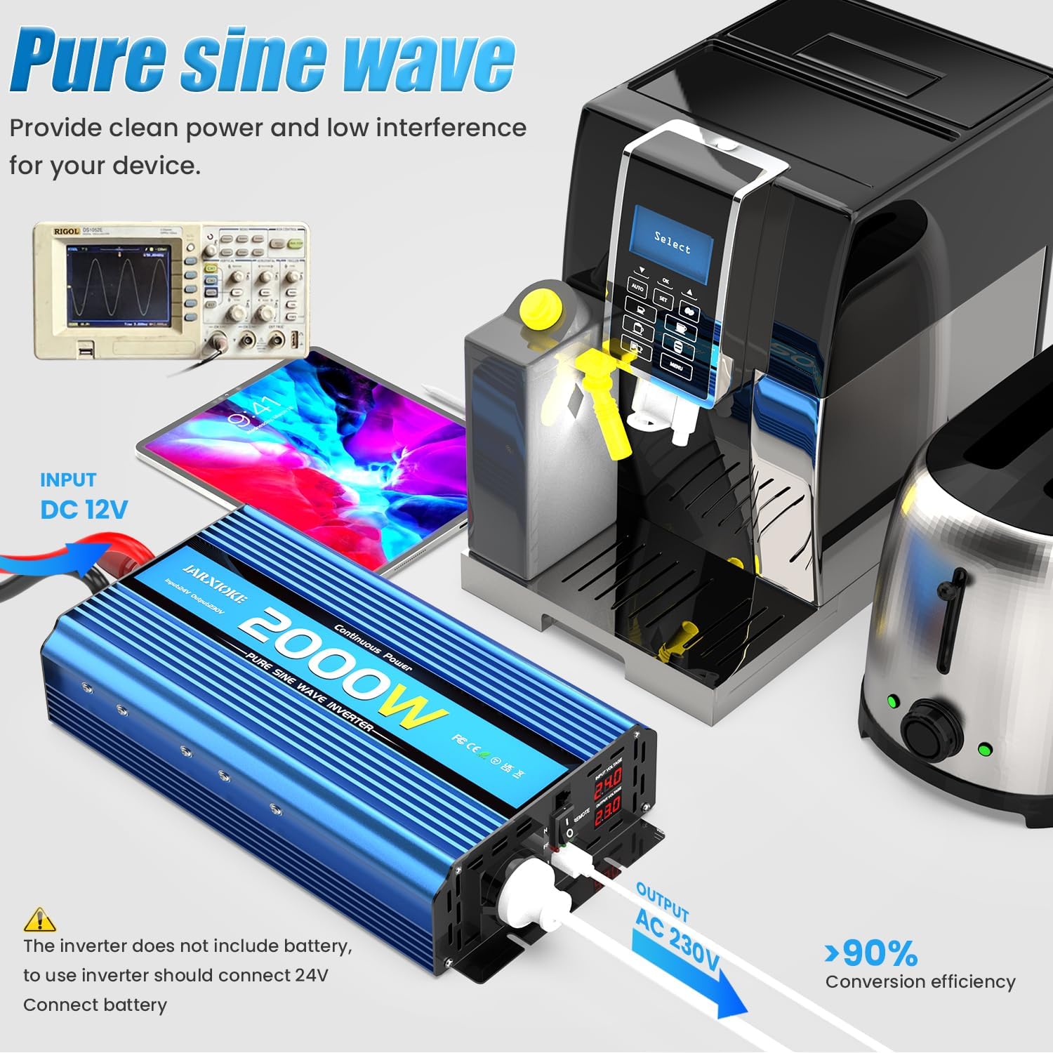 Inverter 24v 220v Onda Pura 2000W con Telecomando - immagine 2