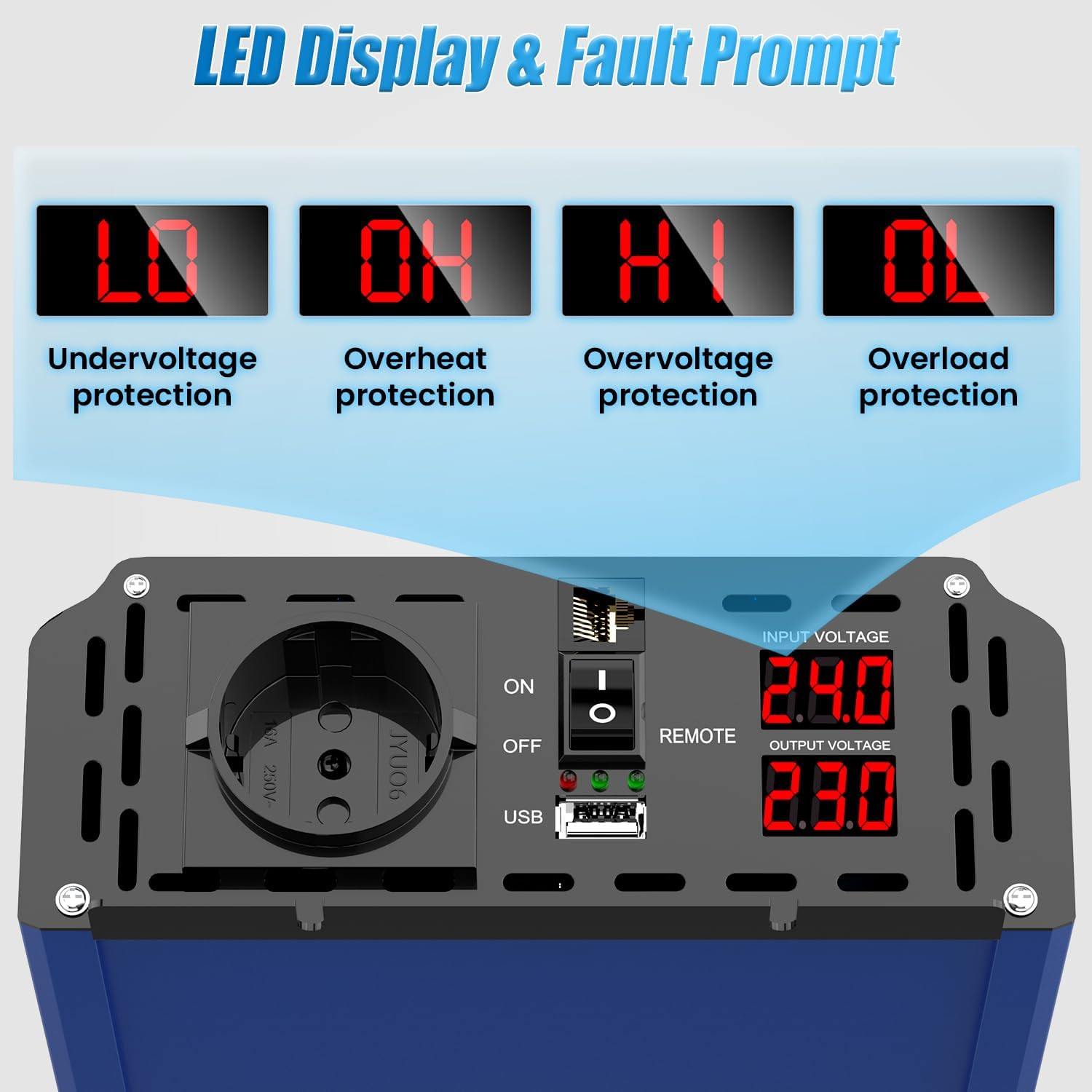 Inverter 24v 220v Onda Pura 2000W con Telecomando - immagine 5