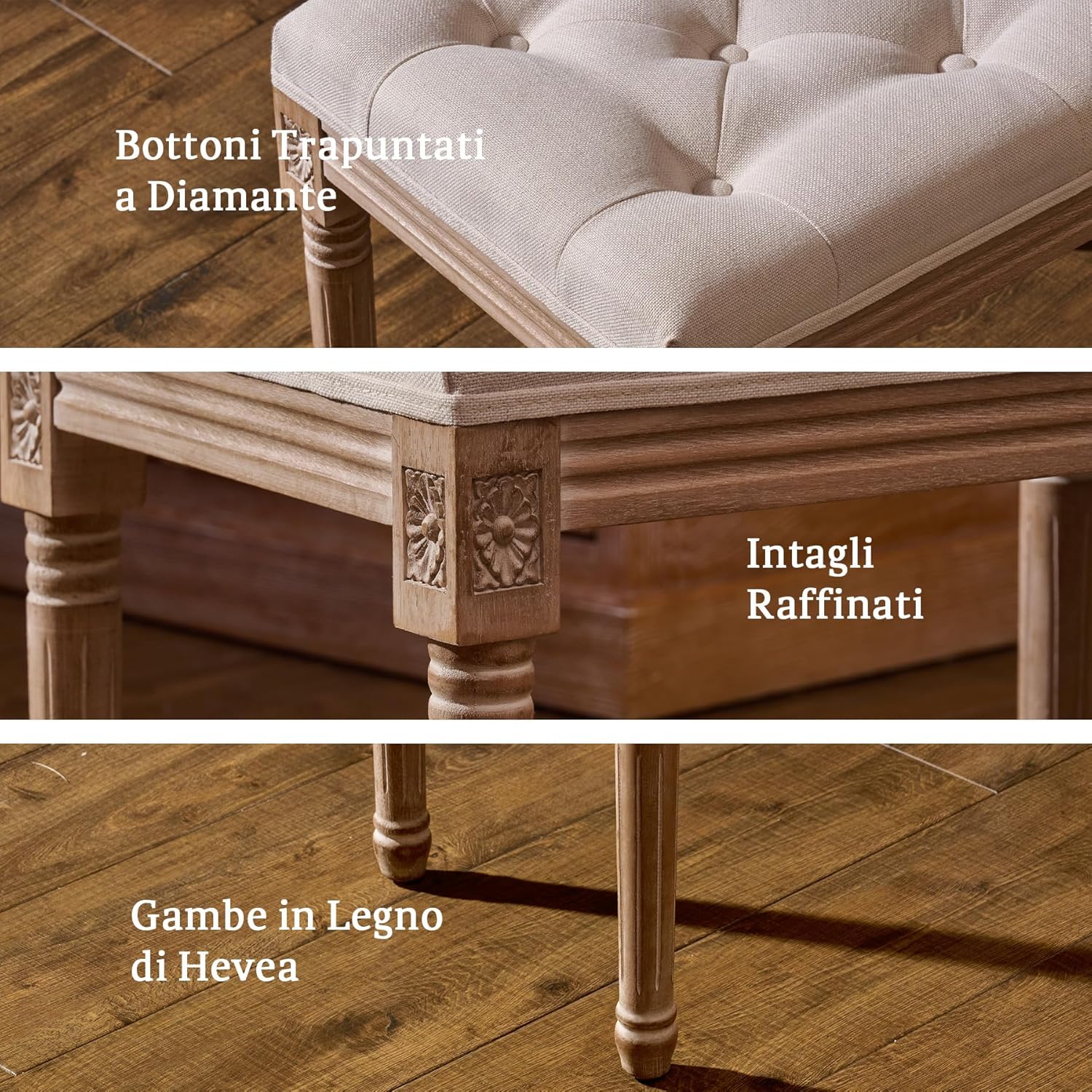 VONLUCE Sgabello Vintage Imbottito 30x40x47CM - immagine 6