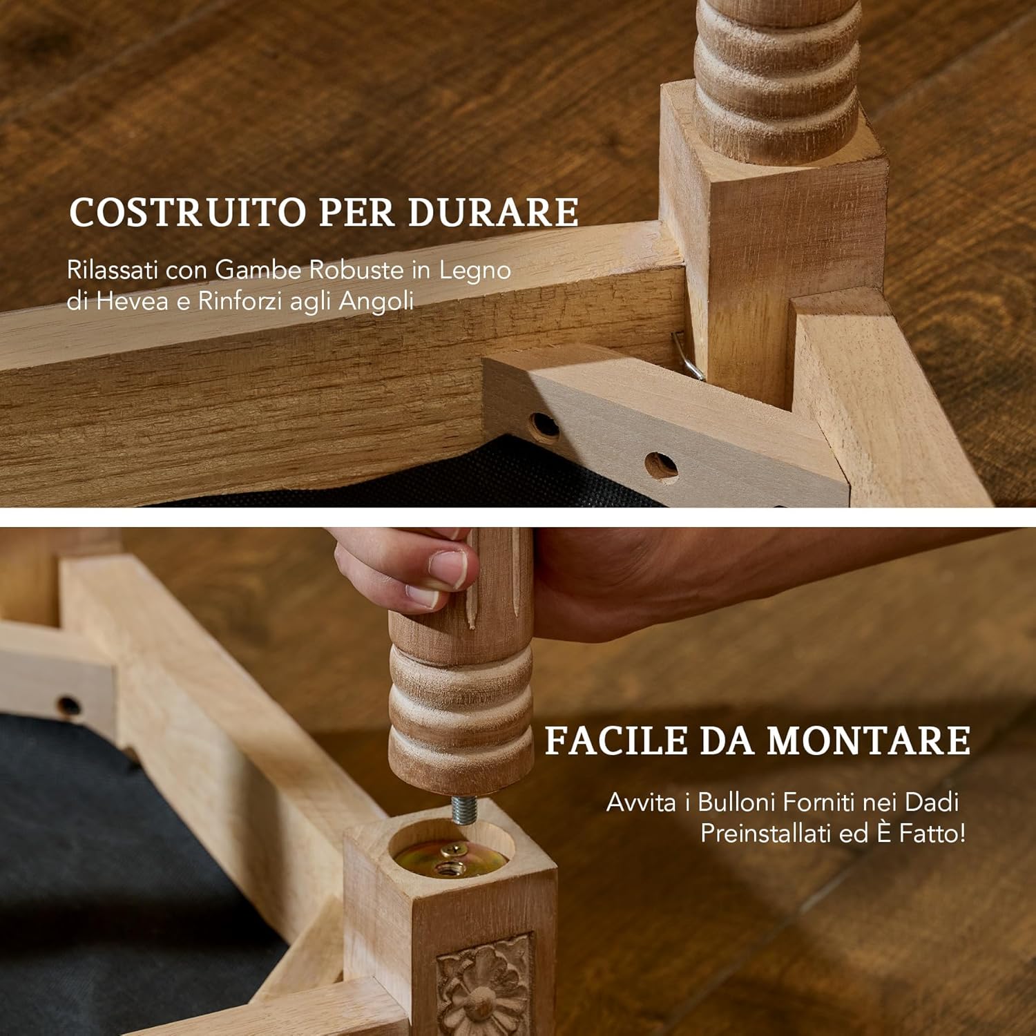 VONLUCE Sgabello Vintage Imbottito 30x40x47CM - immagine 7