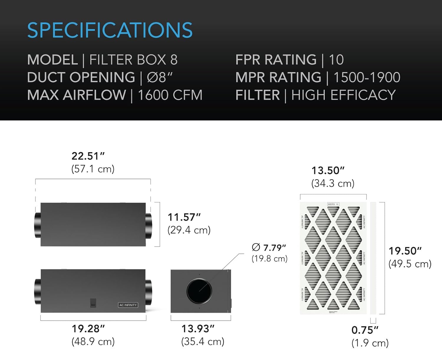 Ac Infinity - Filtro in Linea 20,3 cm MERV 13 - immagine 5