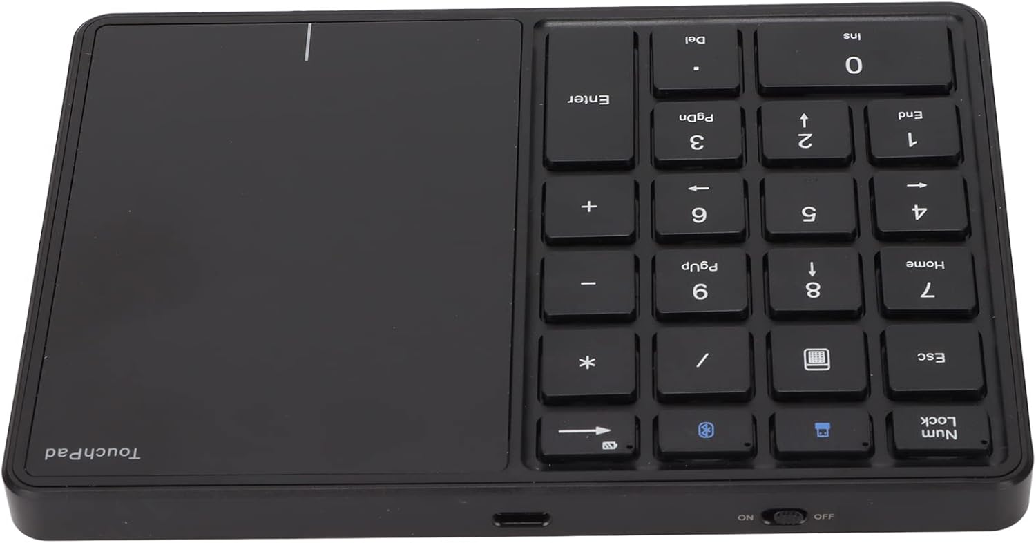 Tastierino Numerico Wireless 2 in 1 con Touchpad, Nero - immagine 4