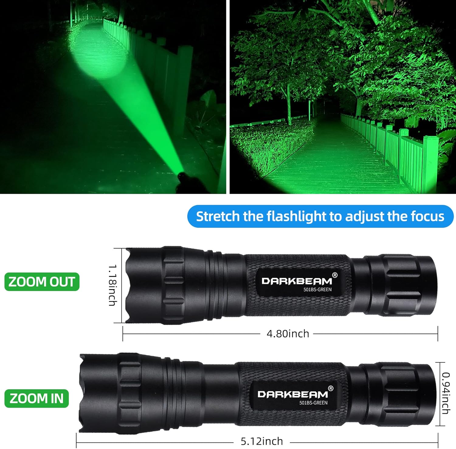 DARKBEAM Torcia LED Verde Ricaricabile USB - immagine 3