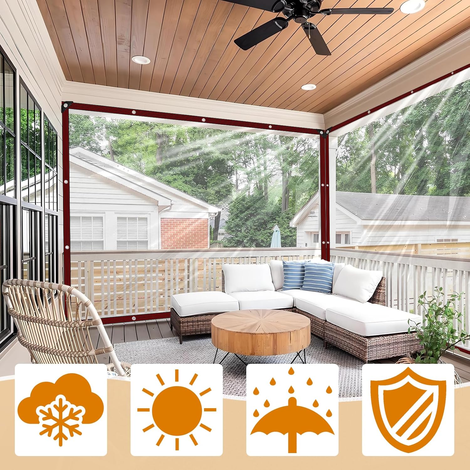 Telone Trasparente Impermeabile in PVC con Occhielli - immagine 2