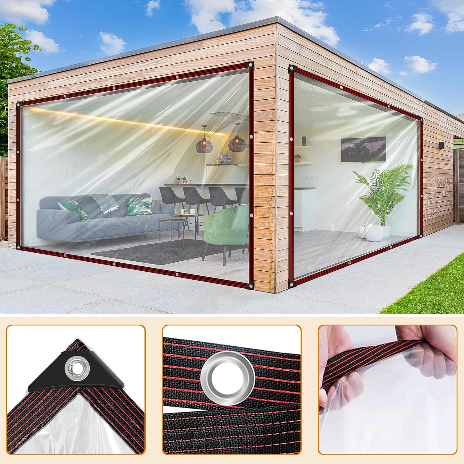 Telone Trasparente Impermeabile in PVC con Occhielli - immagine 5