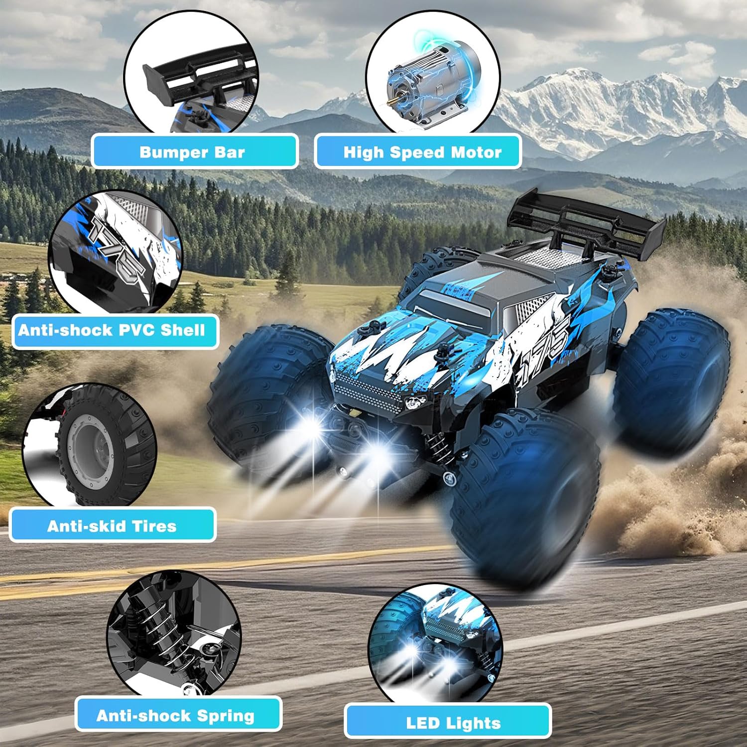 Macchina Telecomandata Auto RC 1:18 con Luci LED - immagine 4