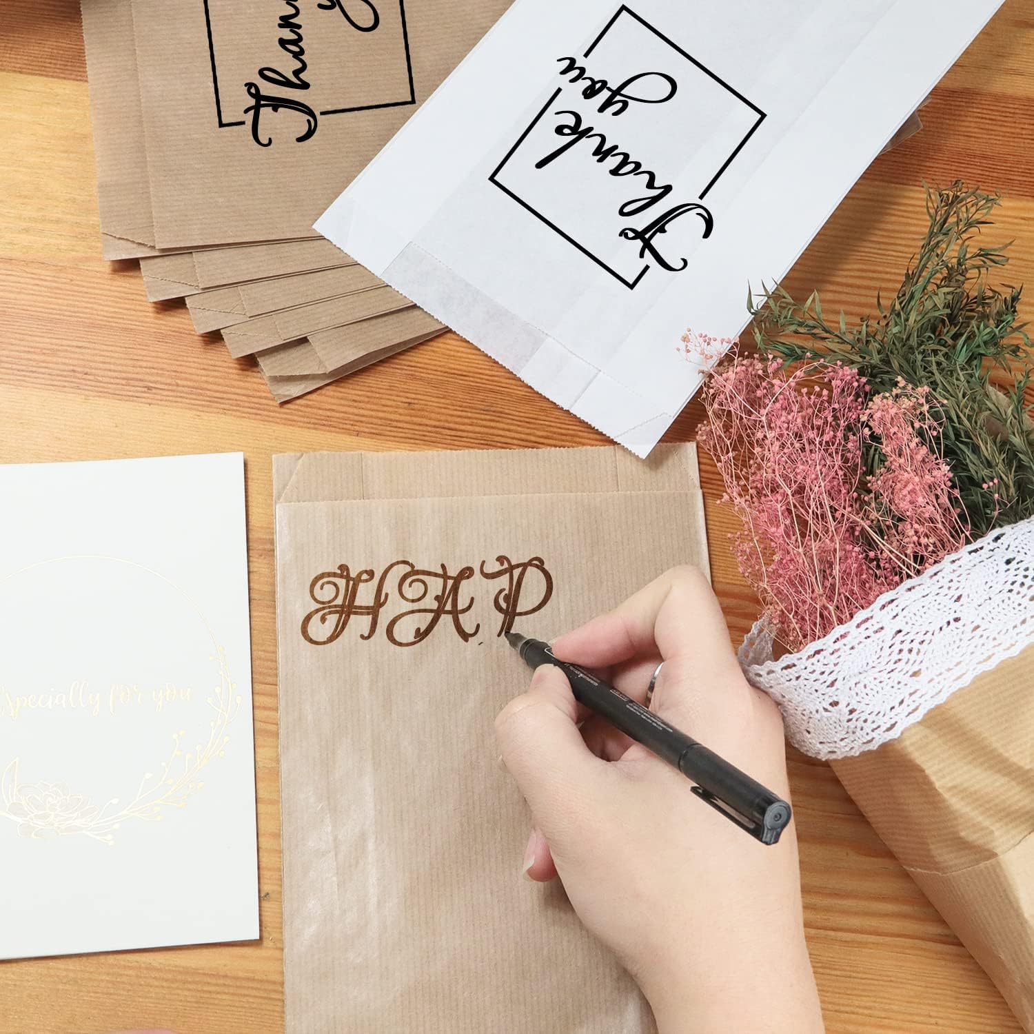 Sacchetti Carta Kraft Bianchi - 100 Pezzi - immagine 5