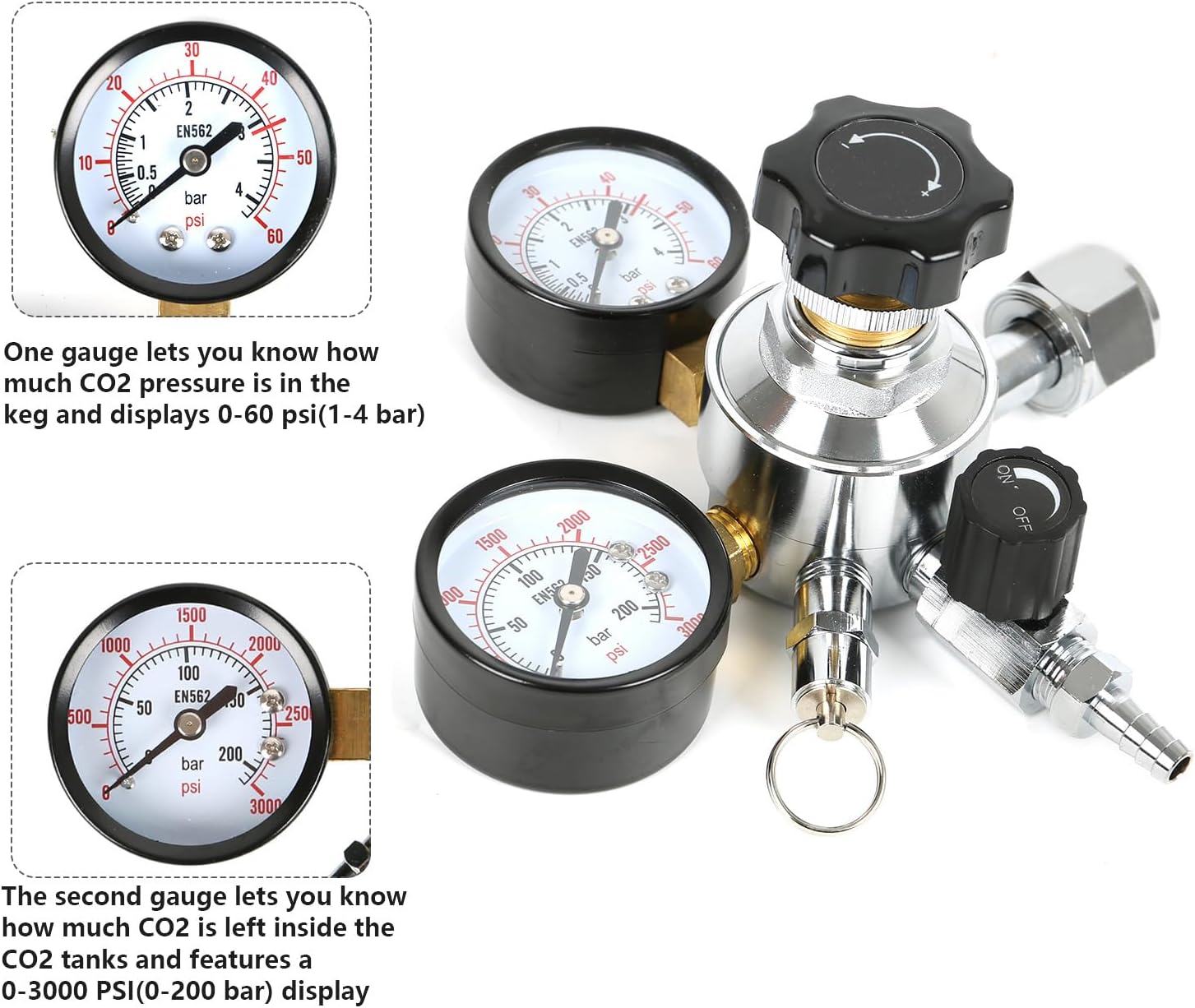Riduttore di Pressione CO2 Doppio Manometro W21.8 - immagine 2