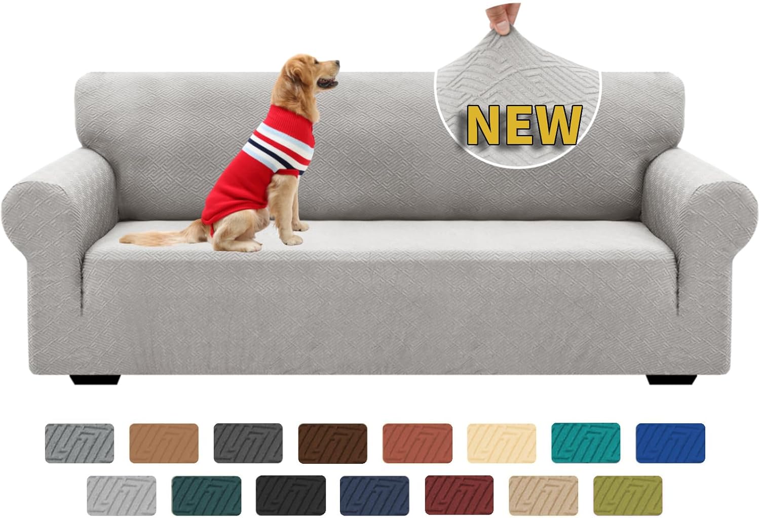 XINEAGE Copridivano 3 Posti Elasticizzato, Grigio Argento