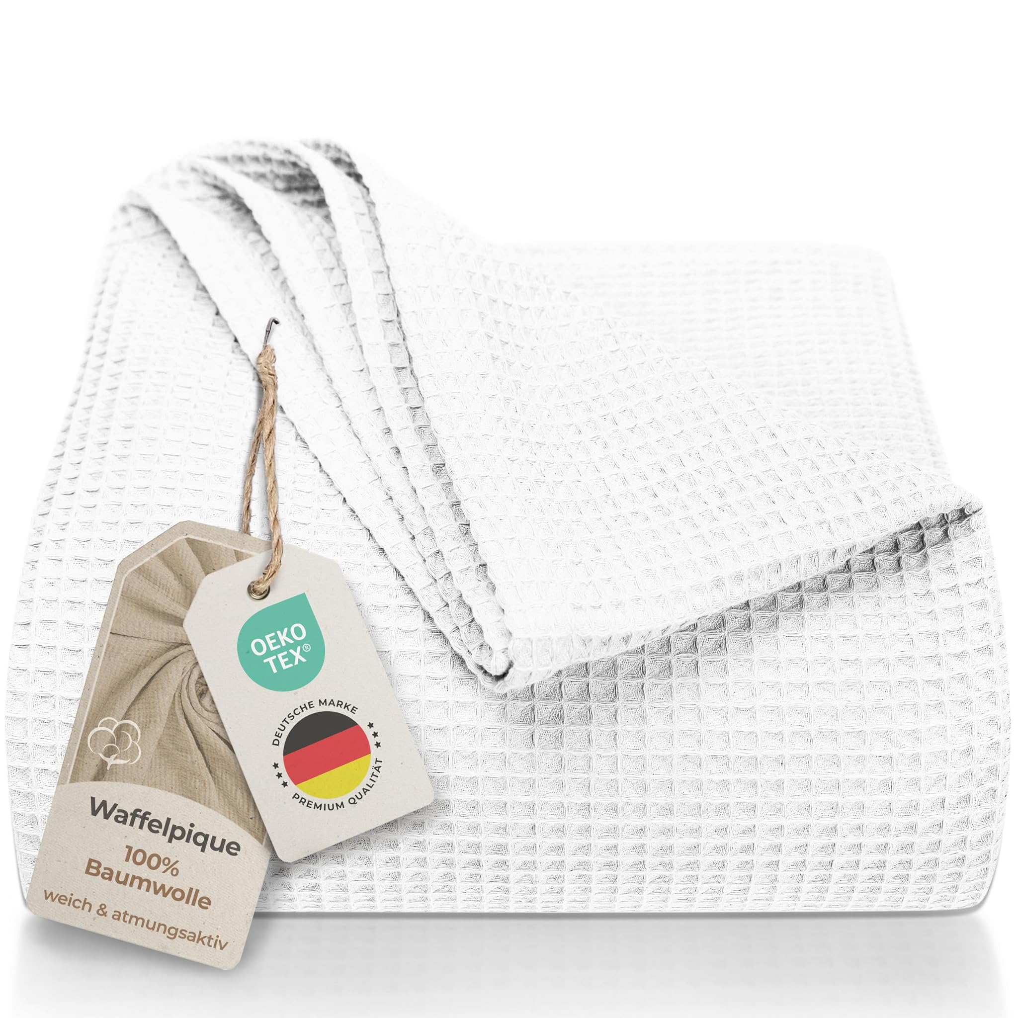 Copriletto Waffle Pique 180x220cm 100% Cotone, Bianco