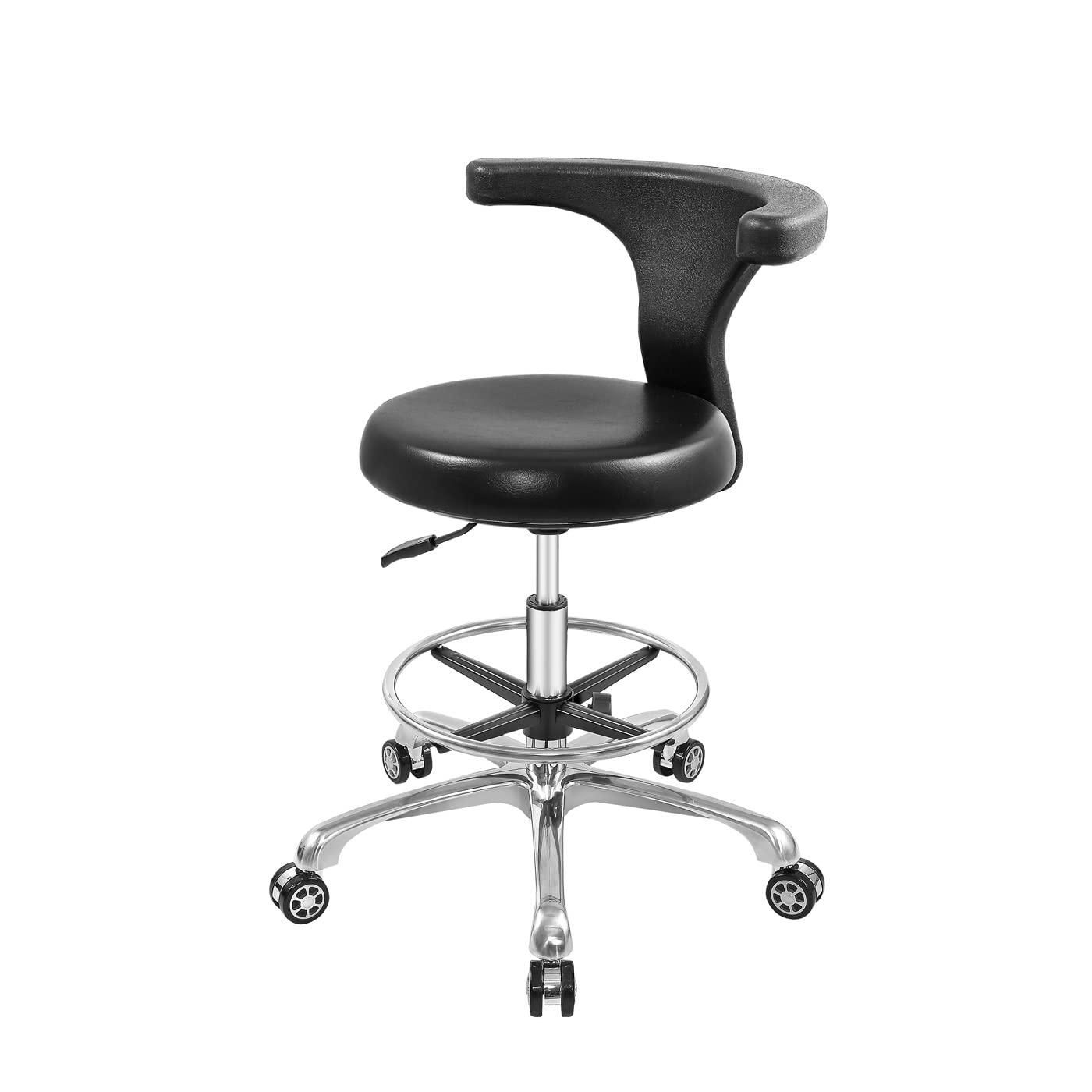 Sgabello da Lavoro Regolabile con Ruote e Schienale