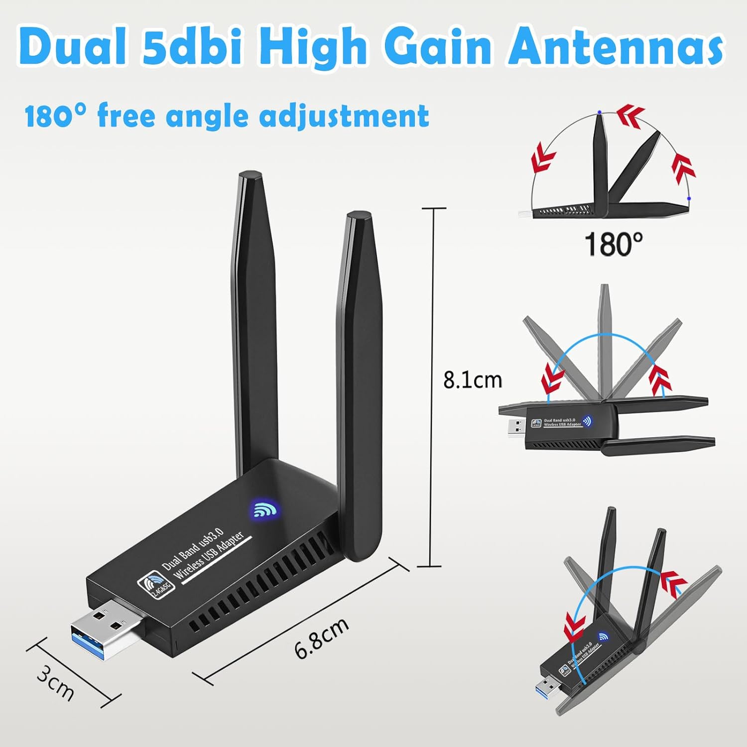 Chiavetta WiFi USB 3.0 Dual Band 1300Mbps - immagine 3