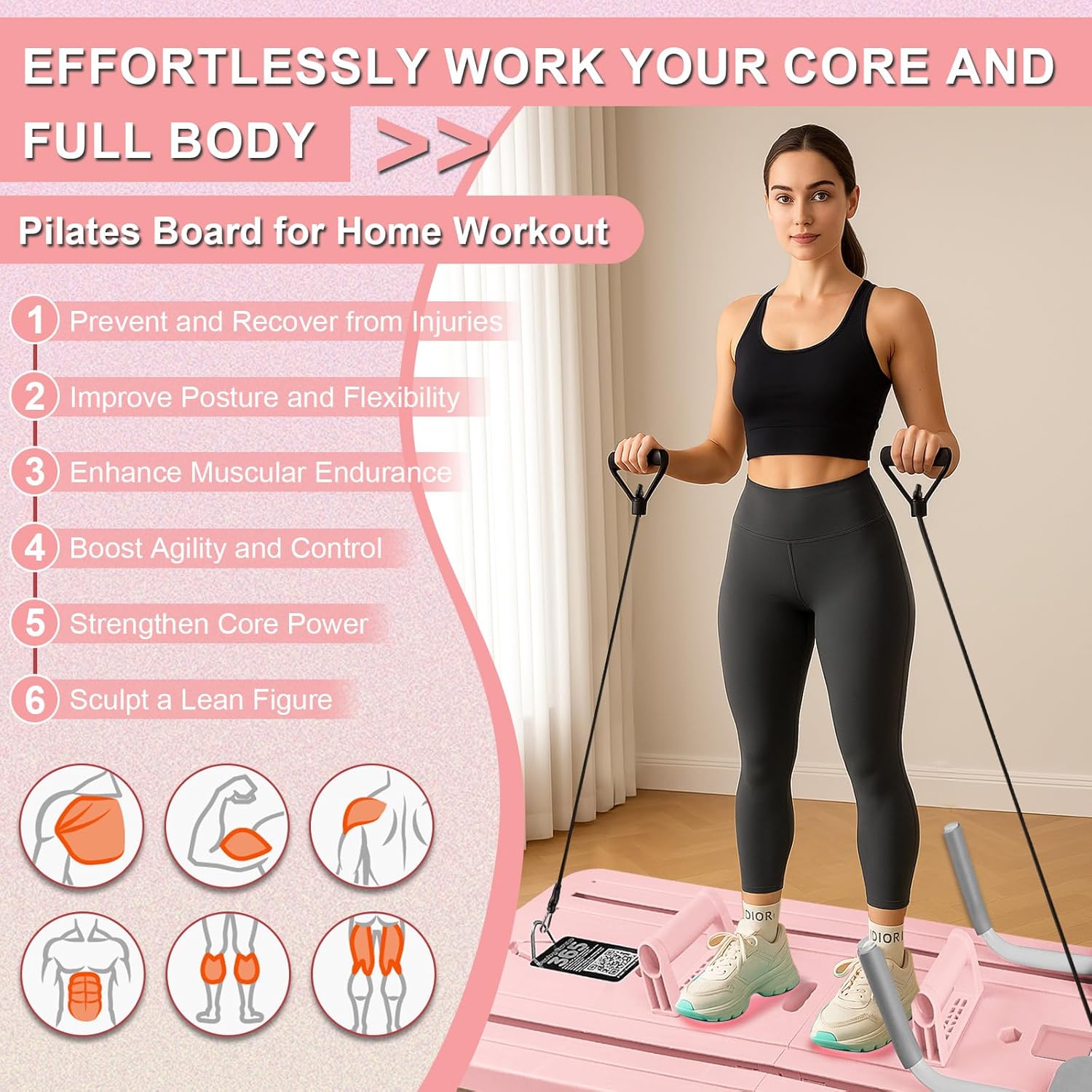 Wingfly Tavola Pilates Pieghevole 5 in 1 con Contatore LED - immagine 2