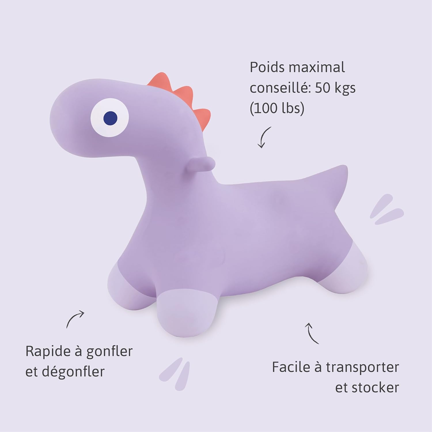 QUUT - Hoppi Dino Saltatore Gonfiabile, Lavanda - immagine 5