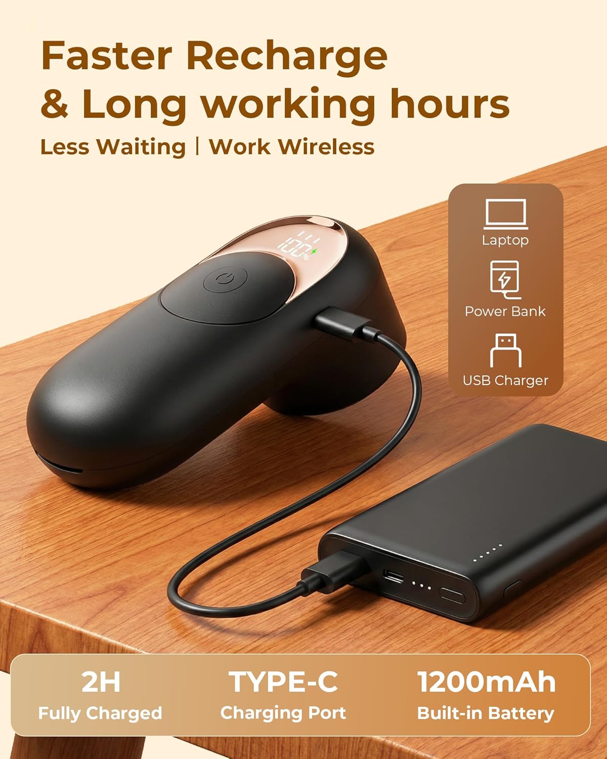 Leva Pelucchi Elettronico Ricaricabile con Display LED, Nero - immagine 4