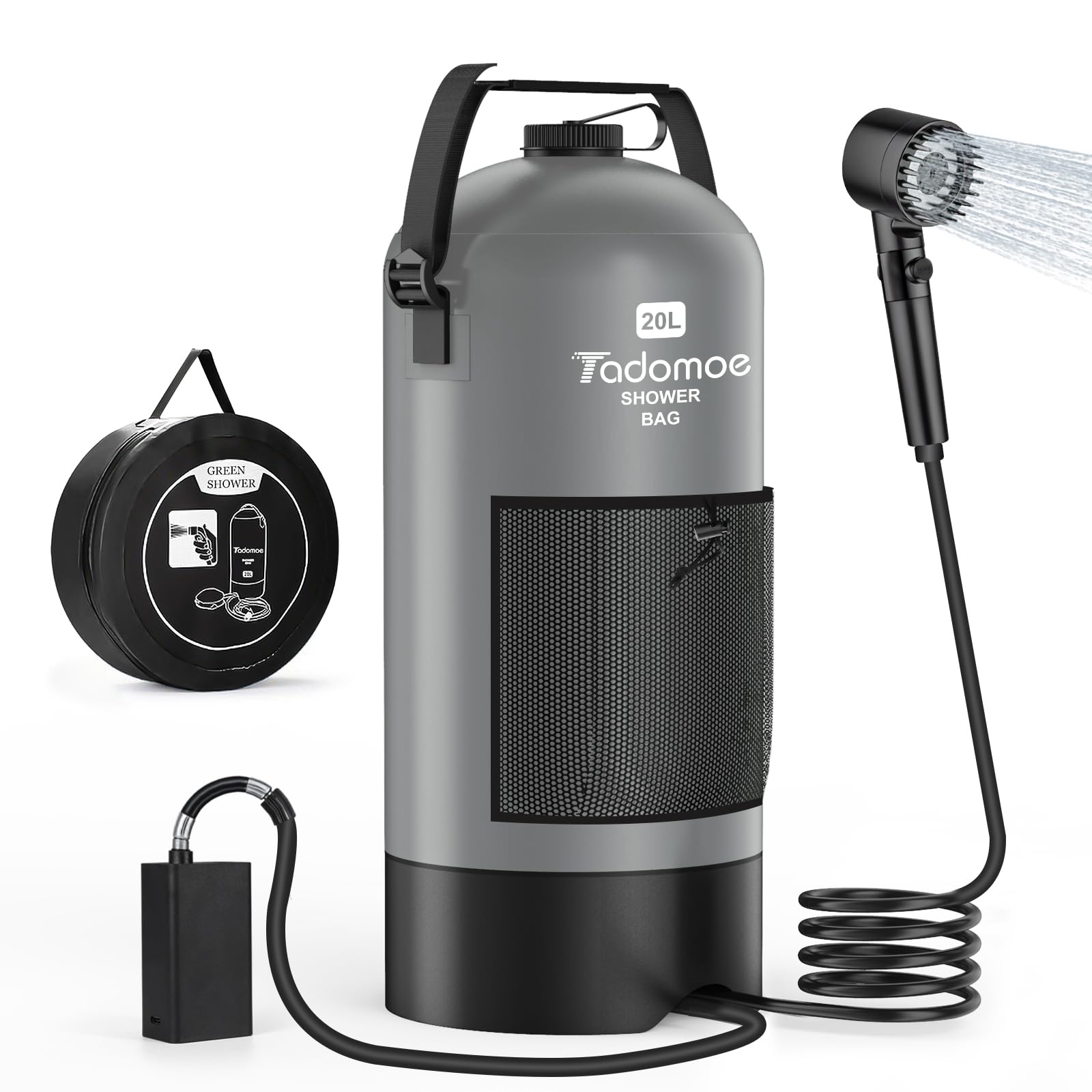 Tadomoe Doccia da Campeggio Portatile 20L con Pompa