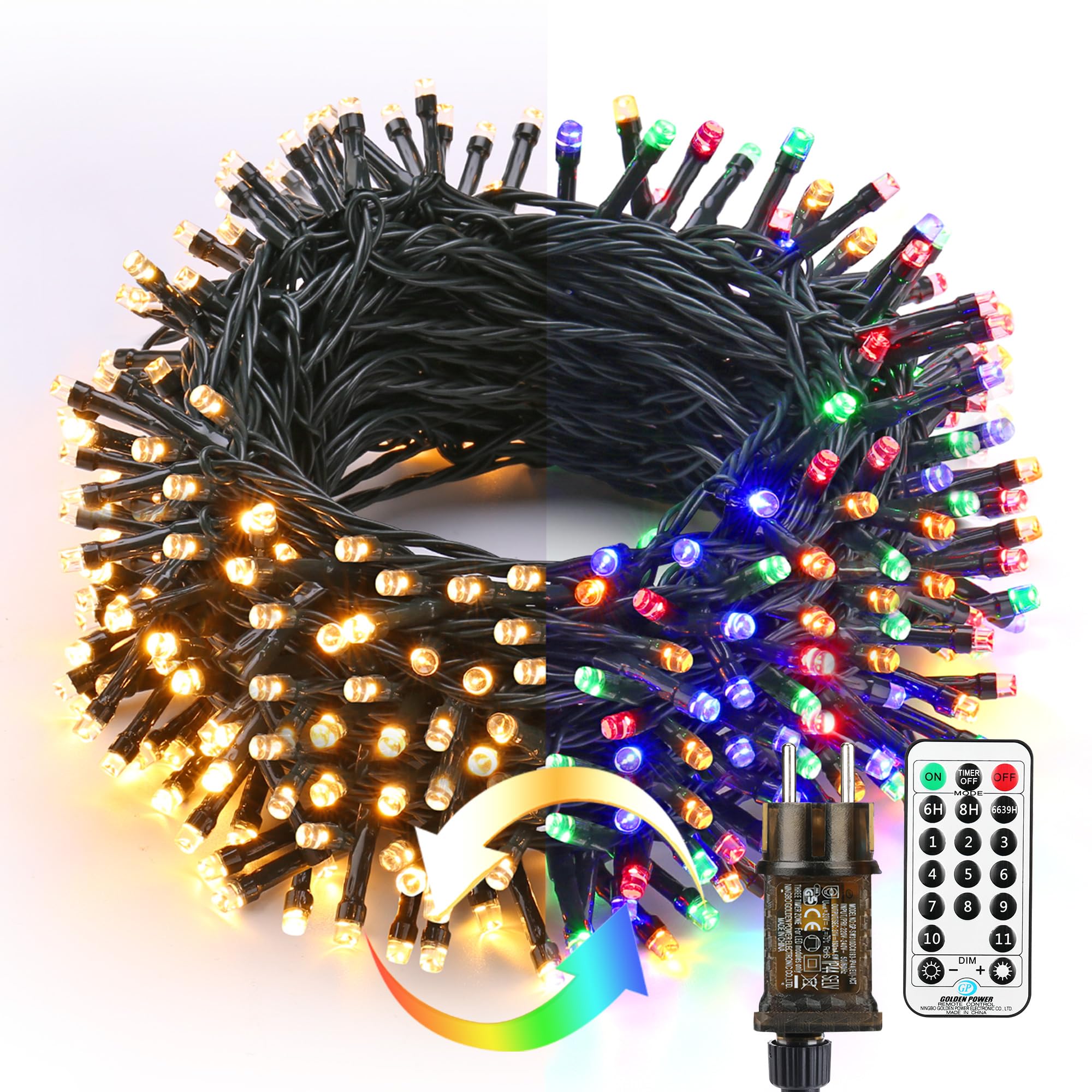 Brizlabs Luci Albero di Natale 35M 300 LED, Bianco Caldo