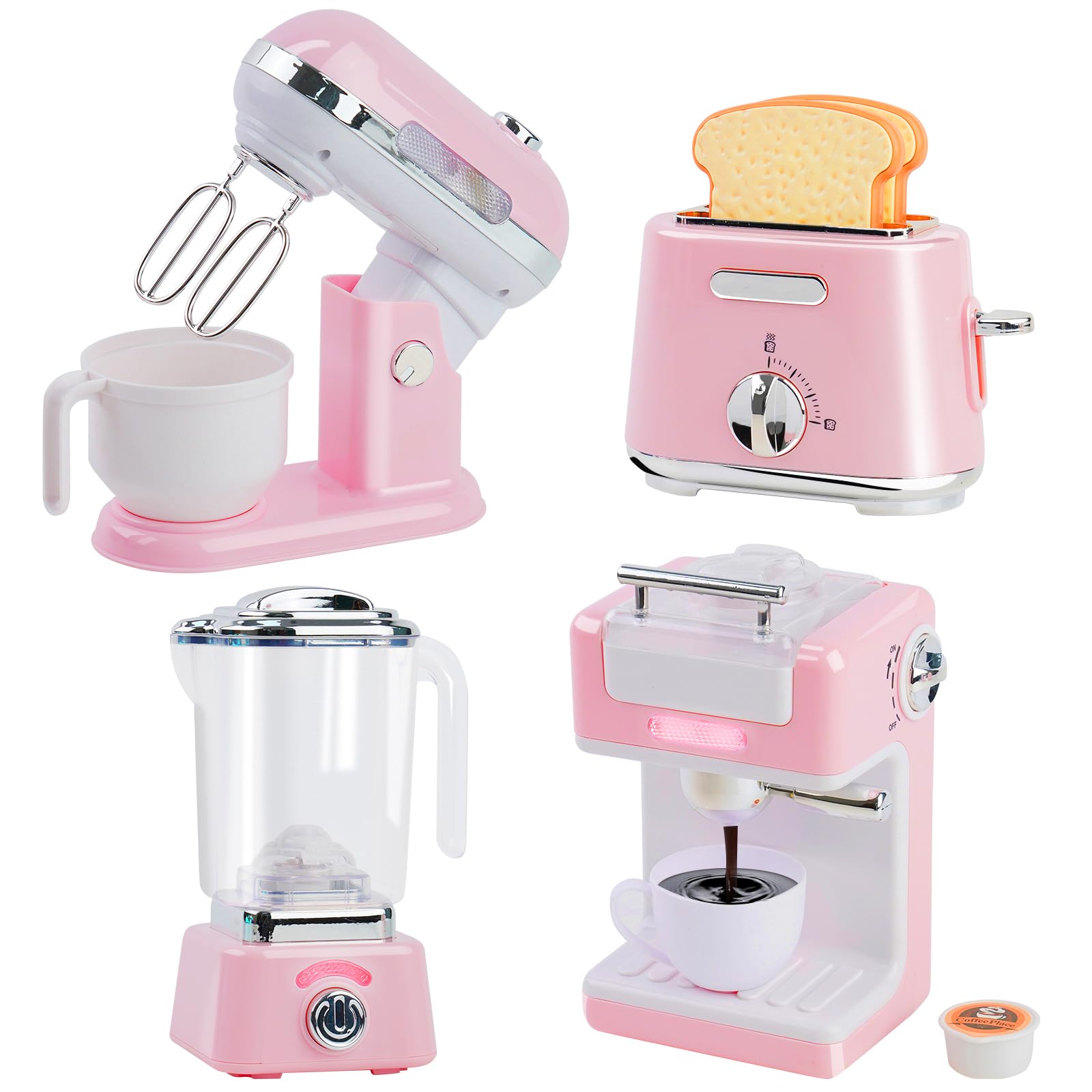 Set Utensili Cucina Giocattolo con Luci e Suoni, Rosa