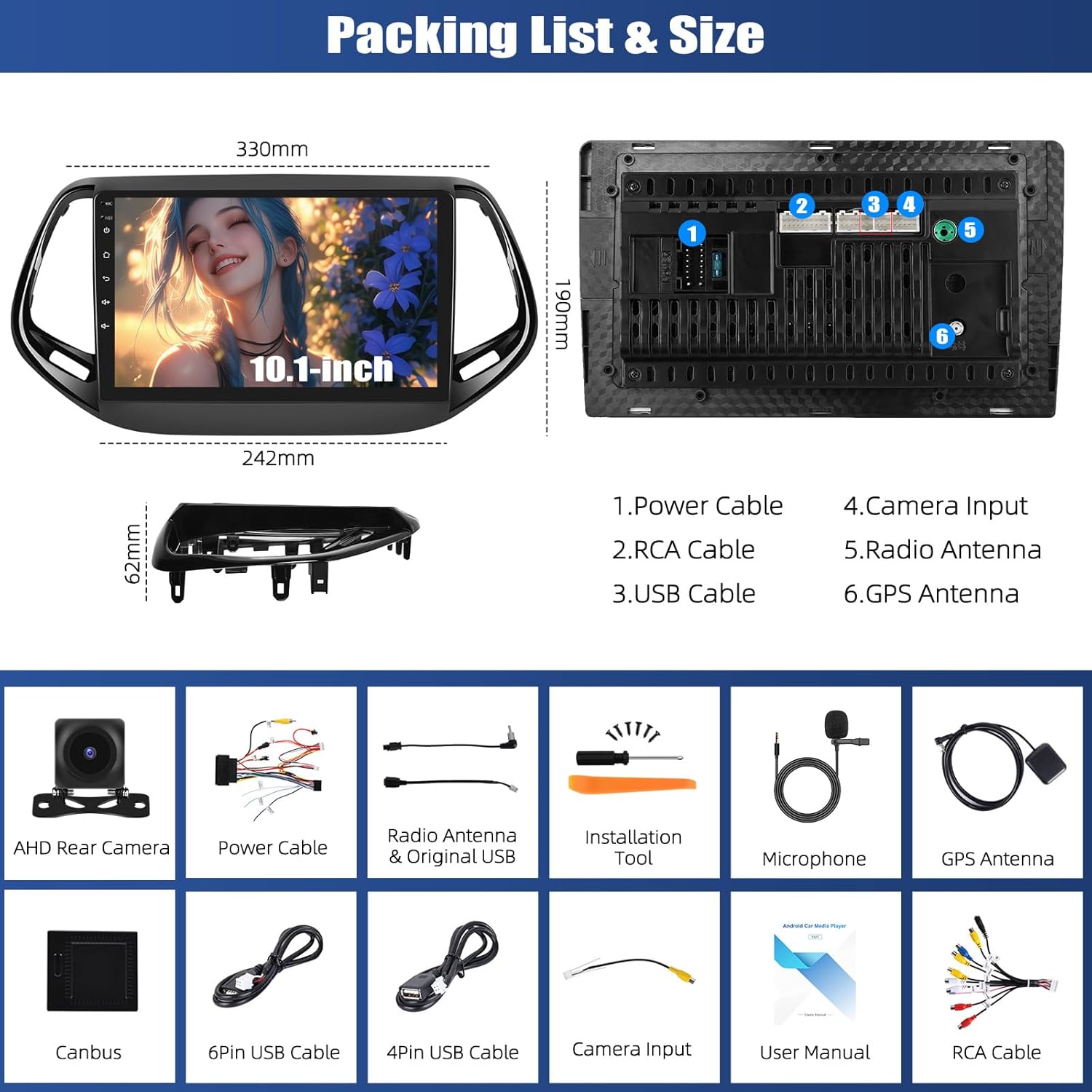 Sixwin Autoradio Android 13 per Jeep Compass (2017-2019) - immagine 4