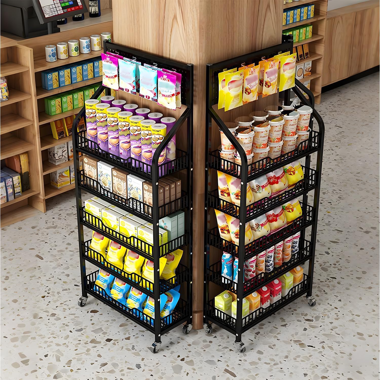 Simdennr Espositore Snack 5 Piani con Ruote - immagine 2