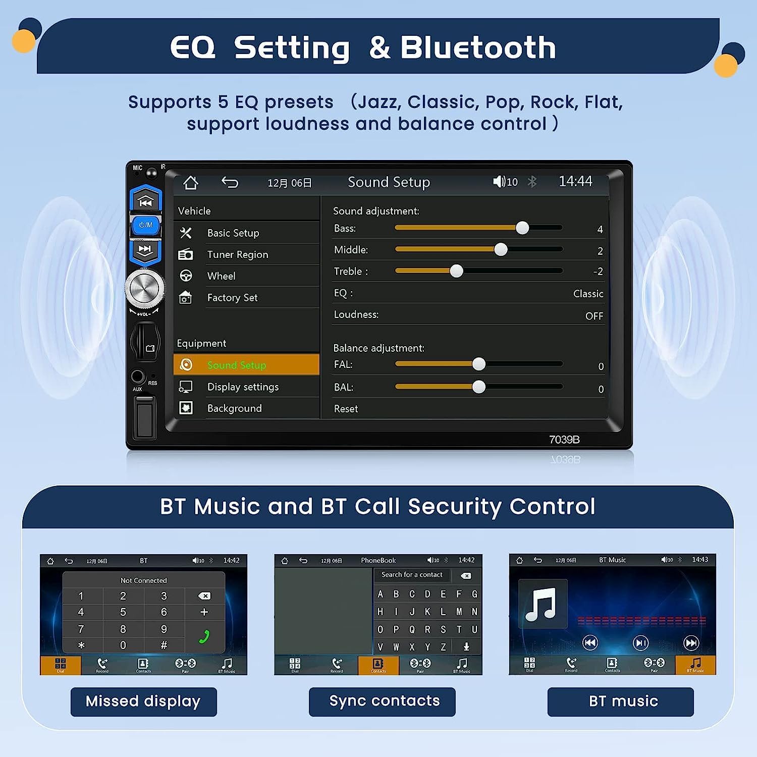 Hikity 1 Din Autoradio Carplay Wireless Android Auto - immagine 5
