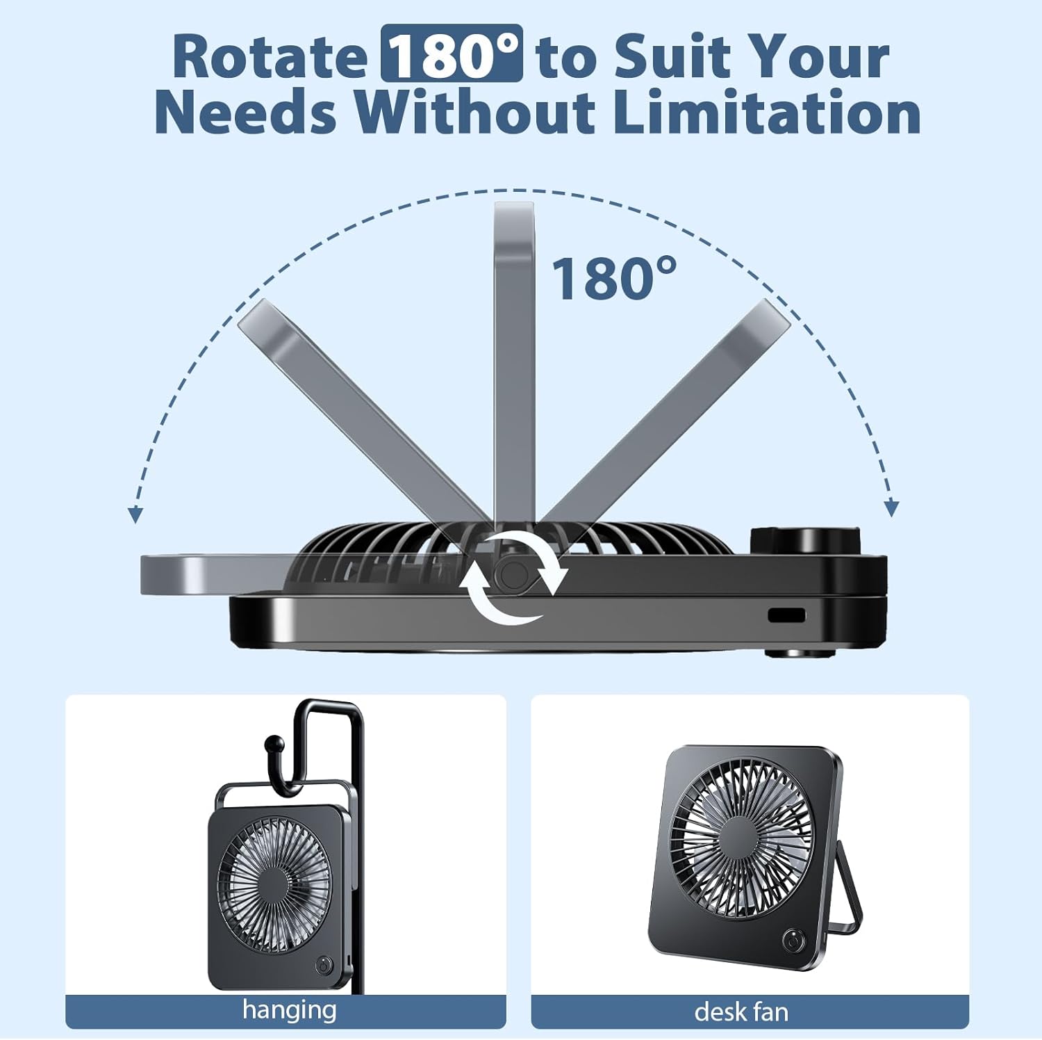 Jateka Mini Ventilatore USB da Scrivania, Nero - immagine 5