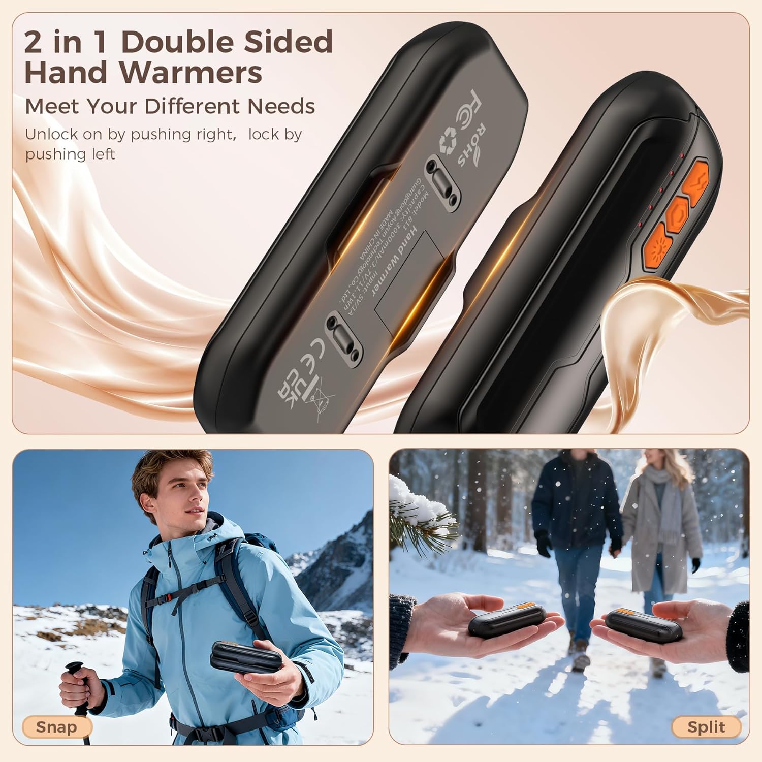 Scaldamani Ricaricabile 2 Pack 6000mAh USB C - immagine 5