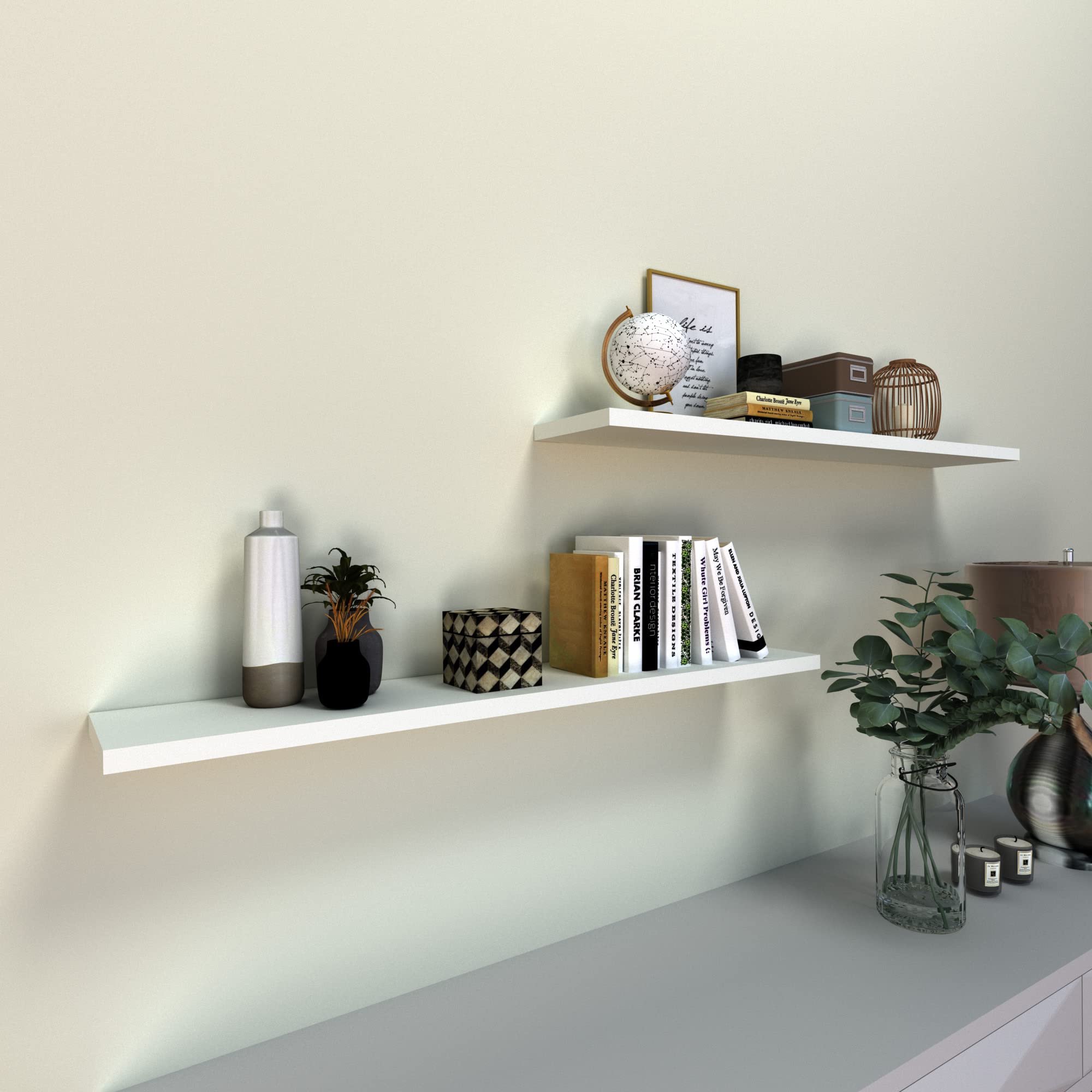 Henor Mensola in Legno FSC® 110x20x2.5 cm, Bianco