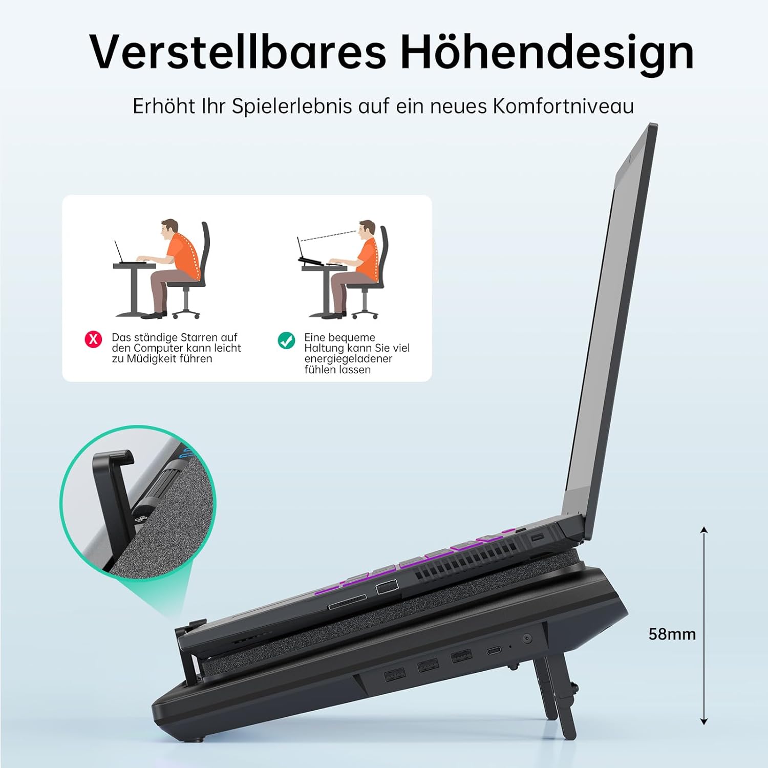 Llano Raffreddamento per Laptop Gaming Basic con Ventola Turbo - immagine 5