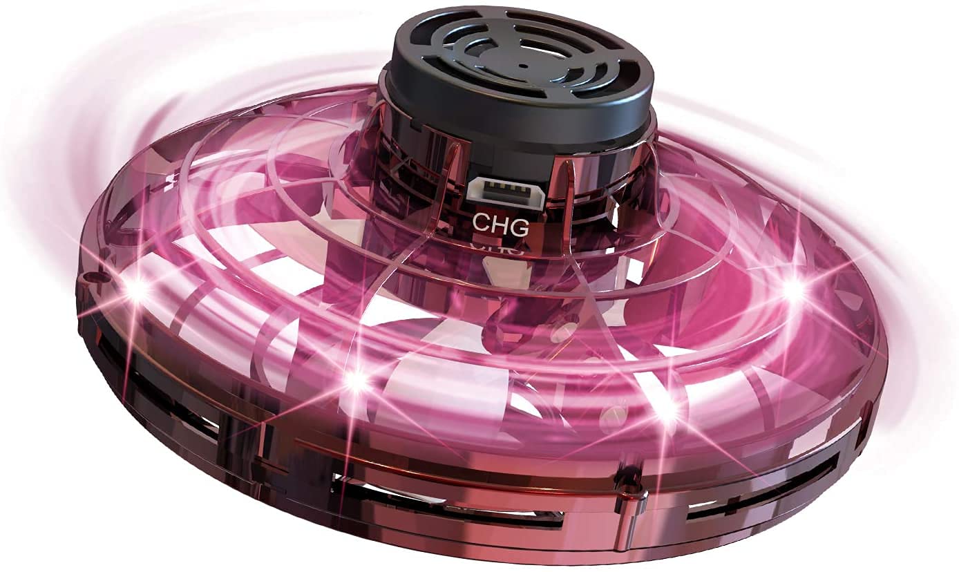 FLYNOVA Mini Drone Flying Toy UFO Drone Helicopter Flying Spinner pour Enfants ou Adultes, Mini Motion Aircraft avec 360 ° Rotating and Spinning LED Lights for Indoor, Outdoor Kids Gifts (Red)