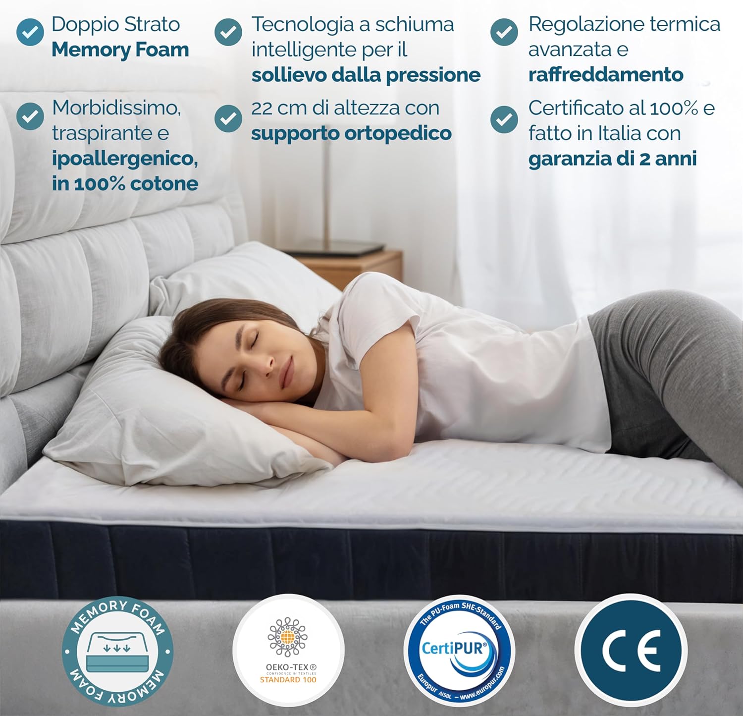 Tanhk Materasso Memory Foam 80x190, 22cm - immagine 3