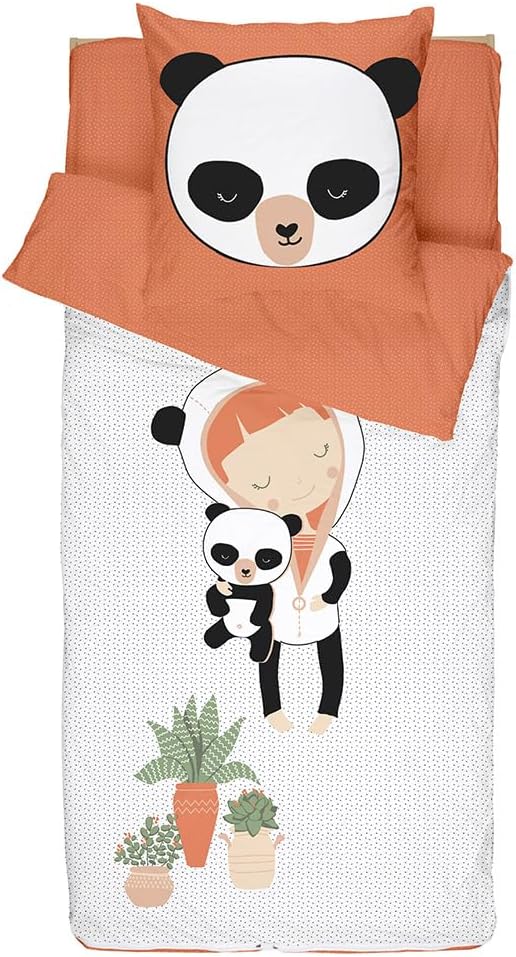 Caradou Miss Panda 3 pièces Senza Couette Set Letto, Arancione