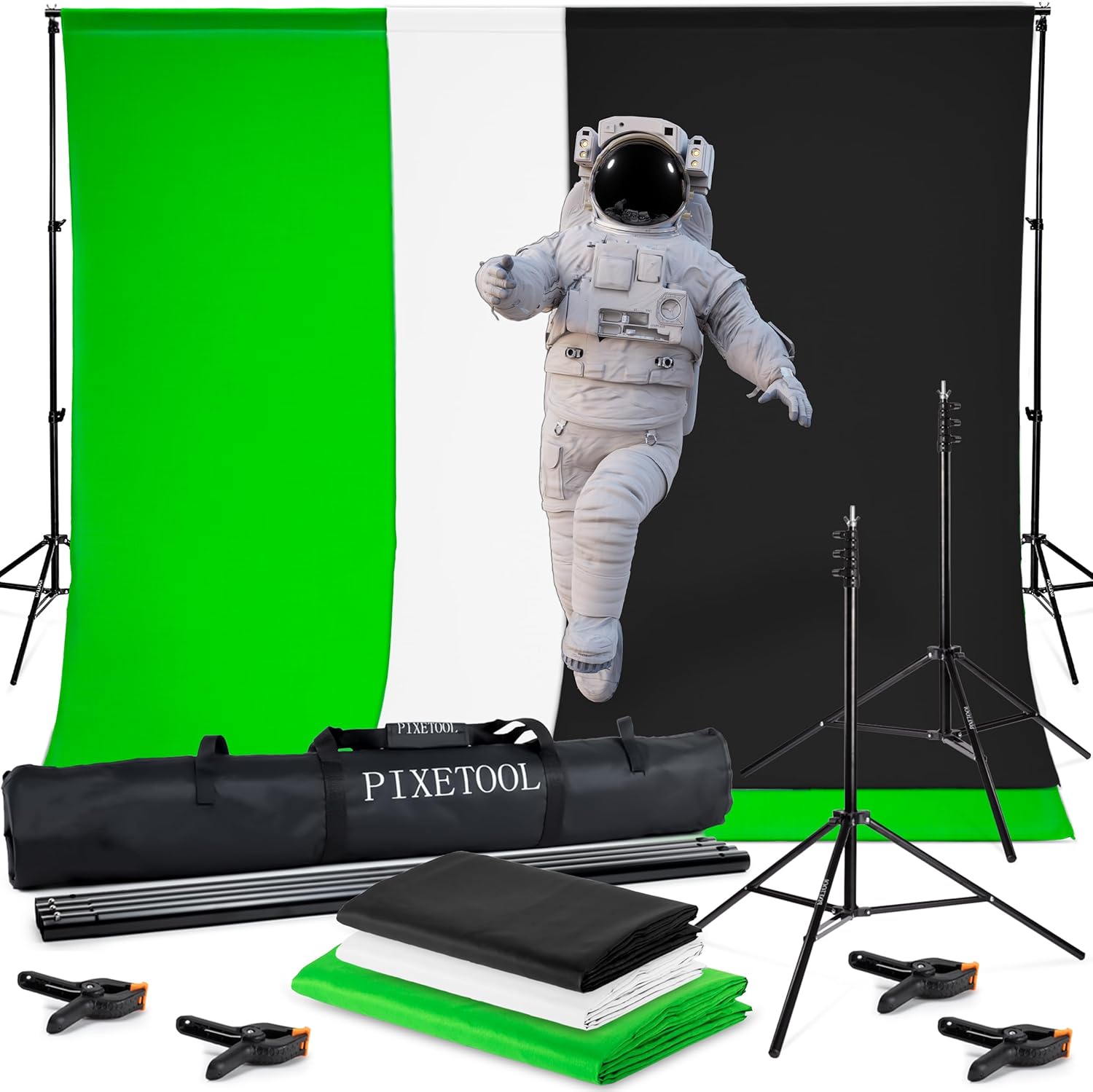 Pixetool Green Screen 3x3m con Supporto 2,6x3m - immagine 1