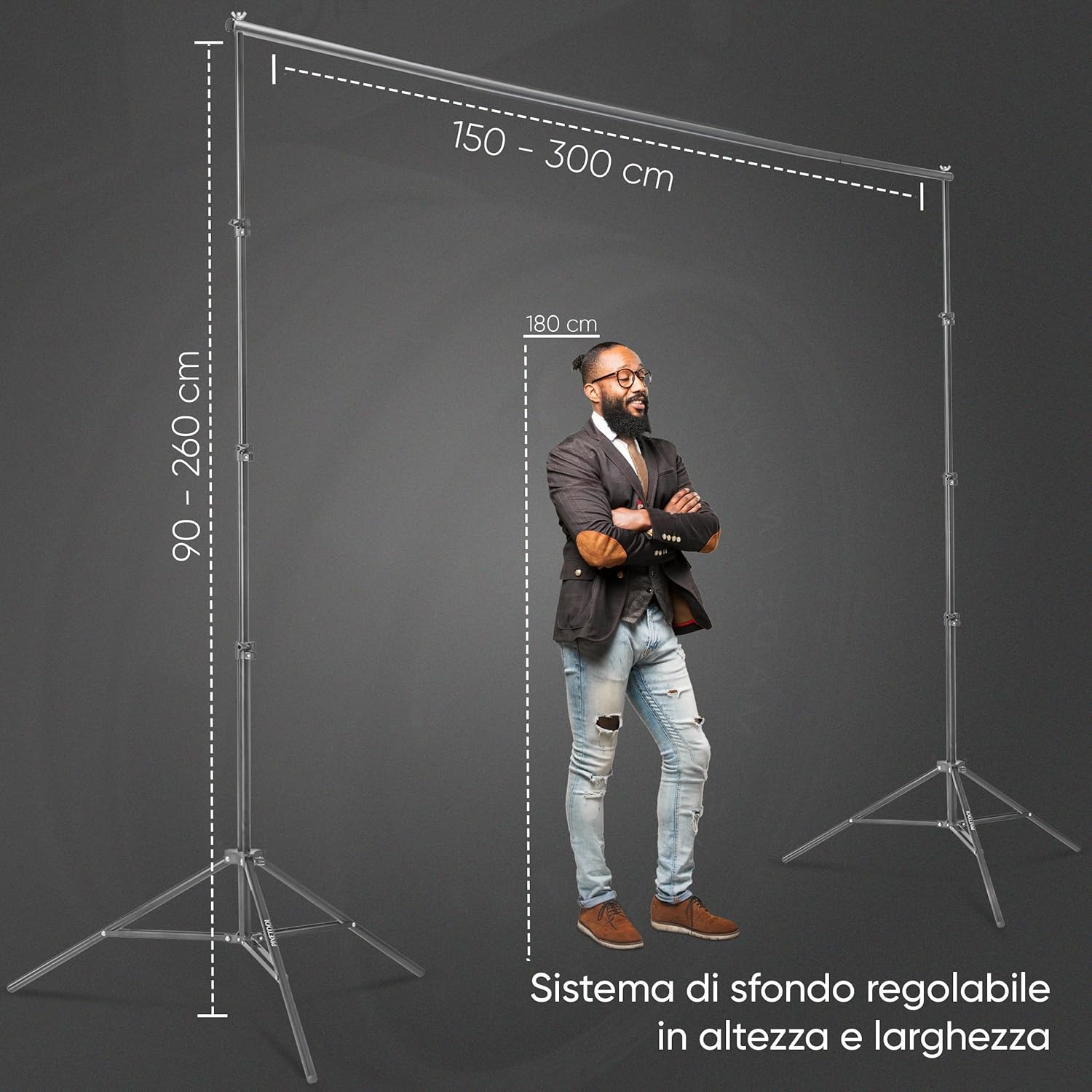 Pixetool Green Screen 3x3m con Supporto 2,6x3m - immagine 3