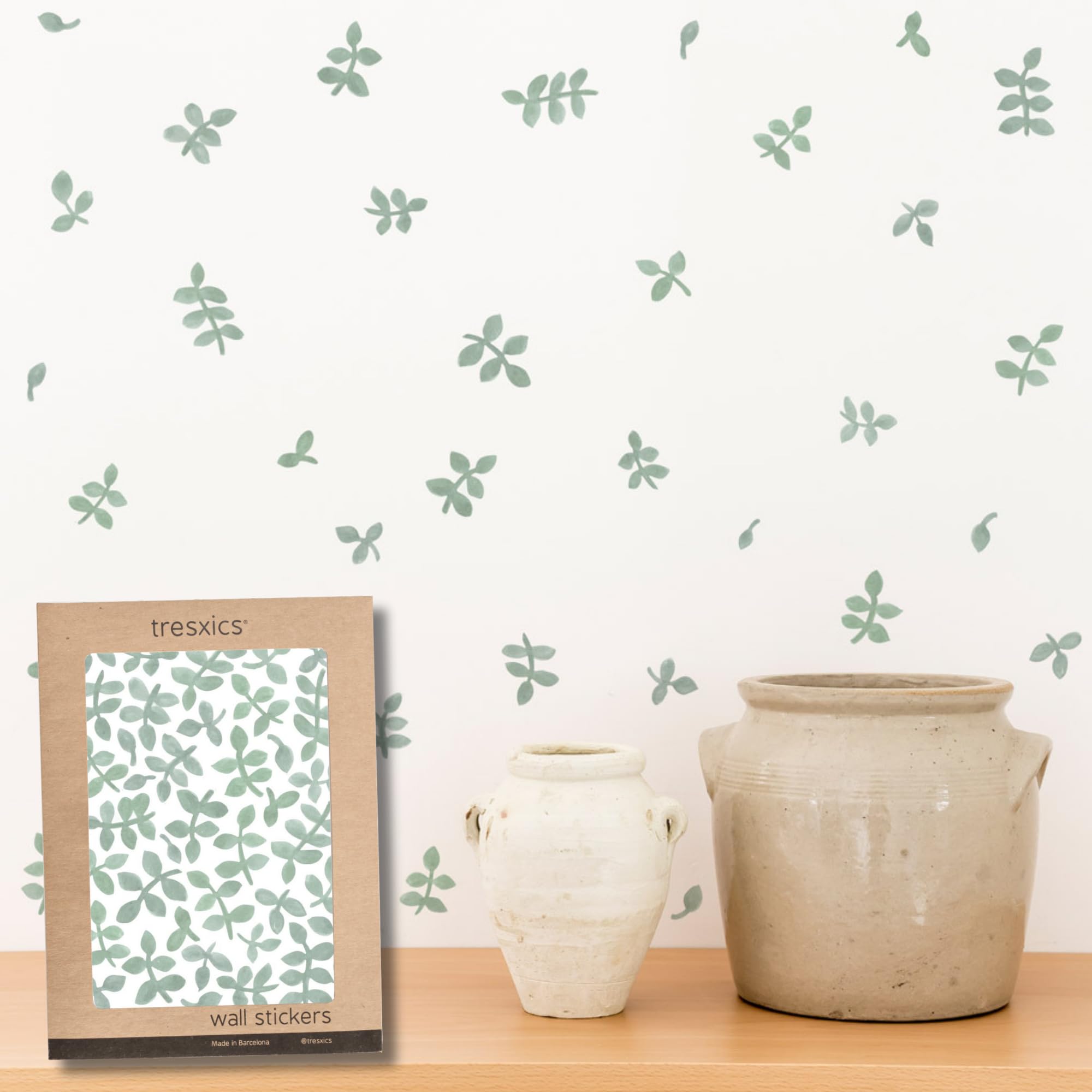 Tresxics Adesivi Murali Fogli Acquerello 160 Pezzi, Verde