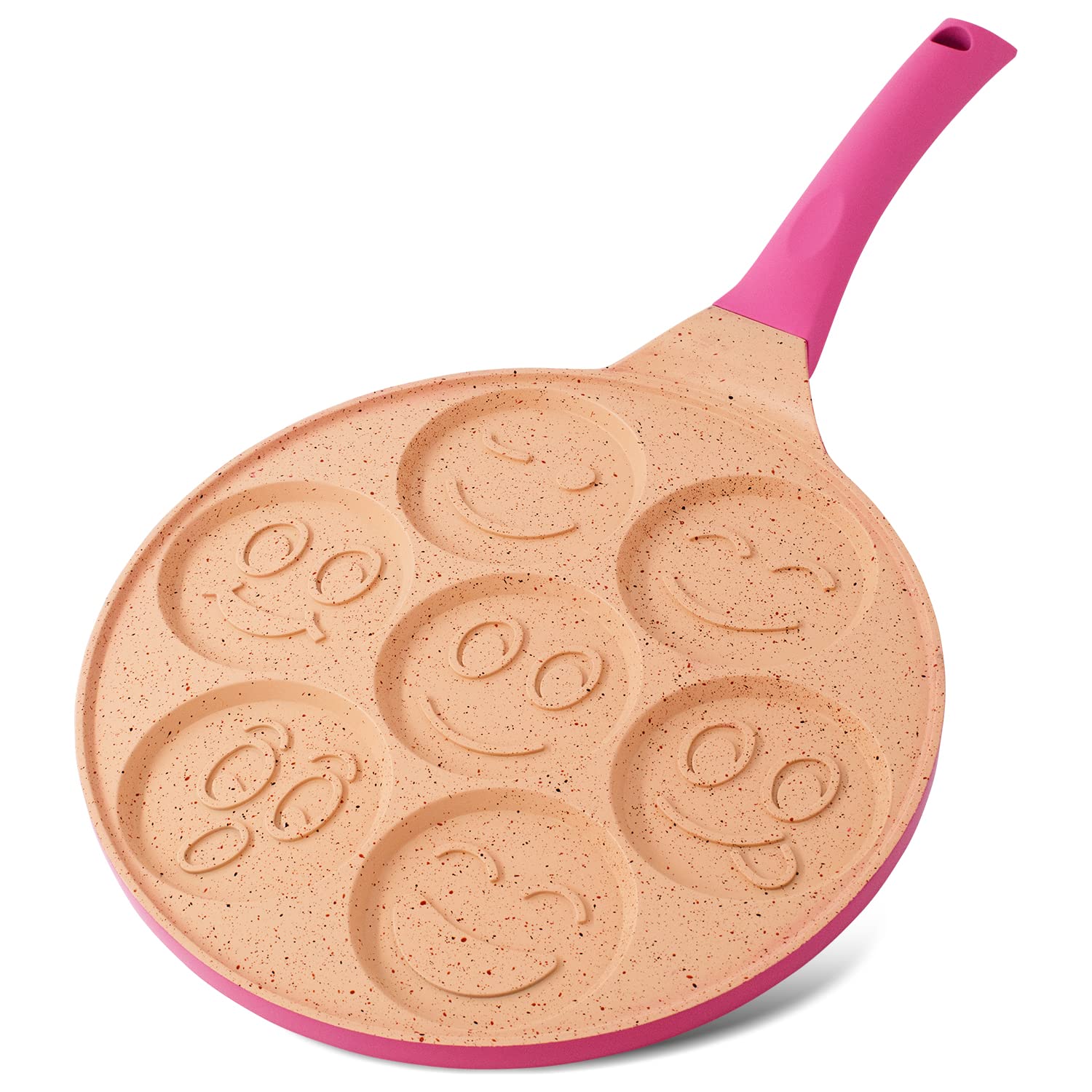 Joeji's Kitchen Teglia Pancake 7 Fori 26,5 cm Smiley, Rosa