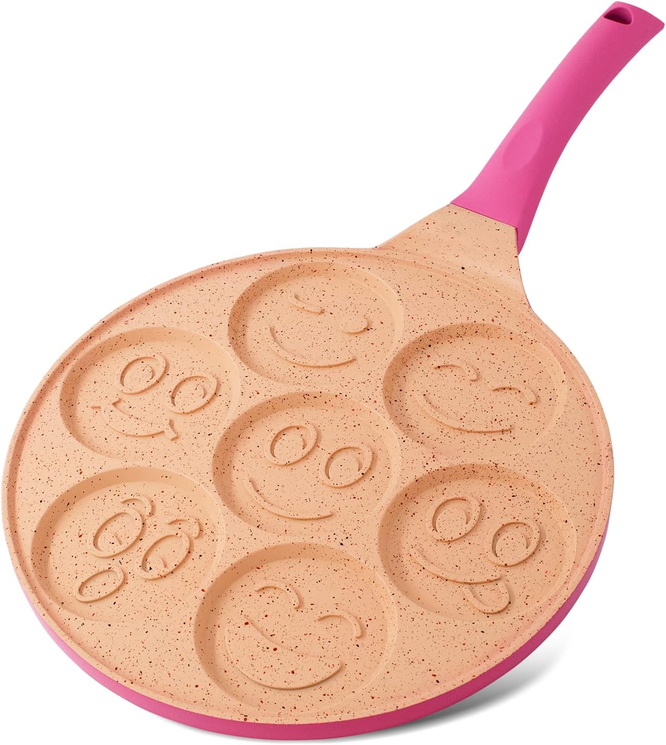 Joeji's Kitchen Teglia Pancake 7 Fori 26,5 cm Smiley, Rosa - immagine 1