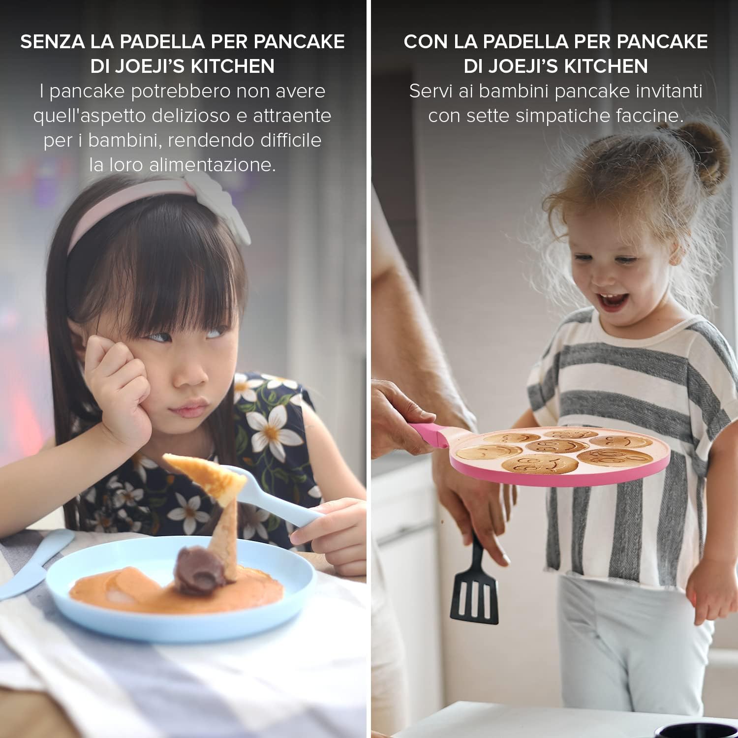 Joeji's Kitchen Teglia Pancake 7 Fori 26,5 cm Smiley, Rosa - immagine 4
