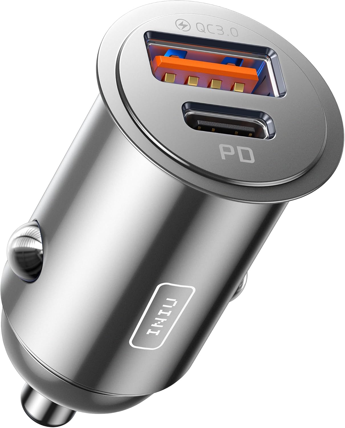 Iniu Caricabatteria per Auto 60W USB C PD & QC 3.0, Argento - immagine 1