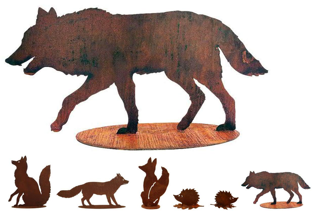 Klocke Statua da Giardino Arrugginita Lupo 40cm