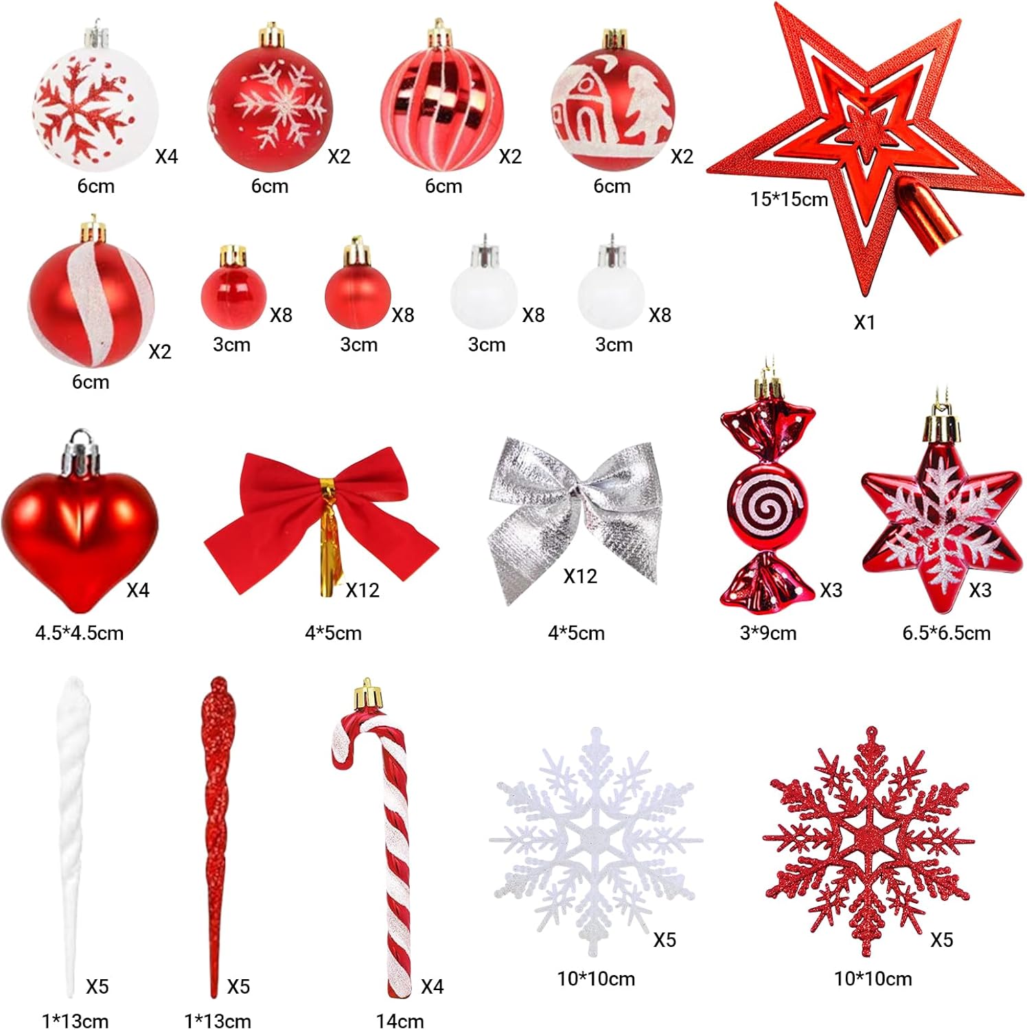 Set 103 Pezzi Palline di Natale Rosso e Bianco - immagine 2